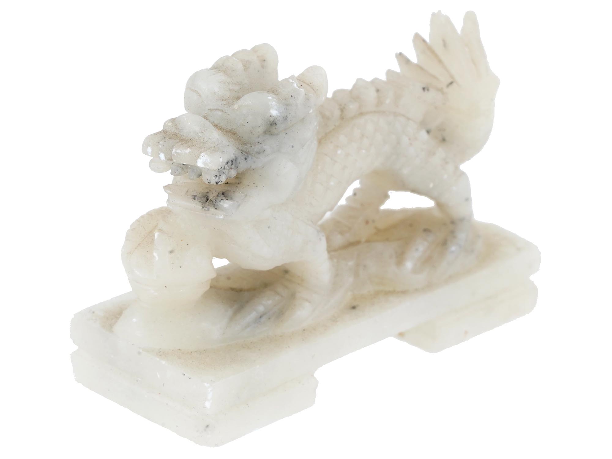 ANTIQUE CHINESE CARVED JADE DRAGON FIGURINE PIC-0