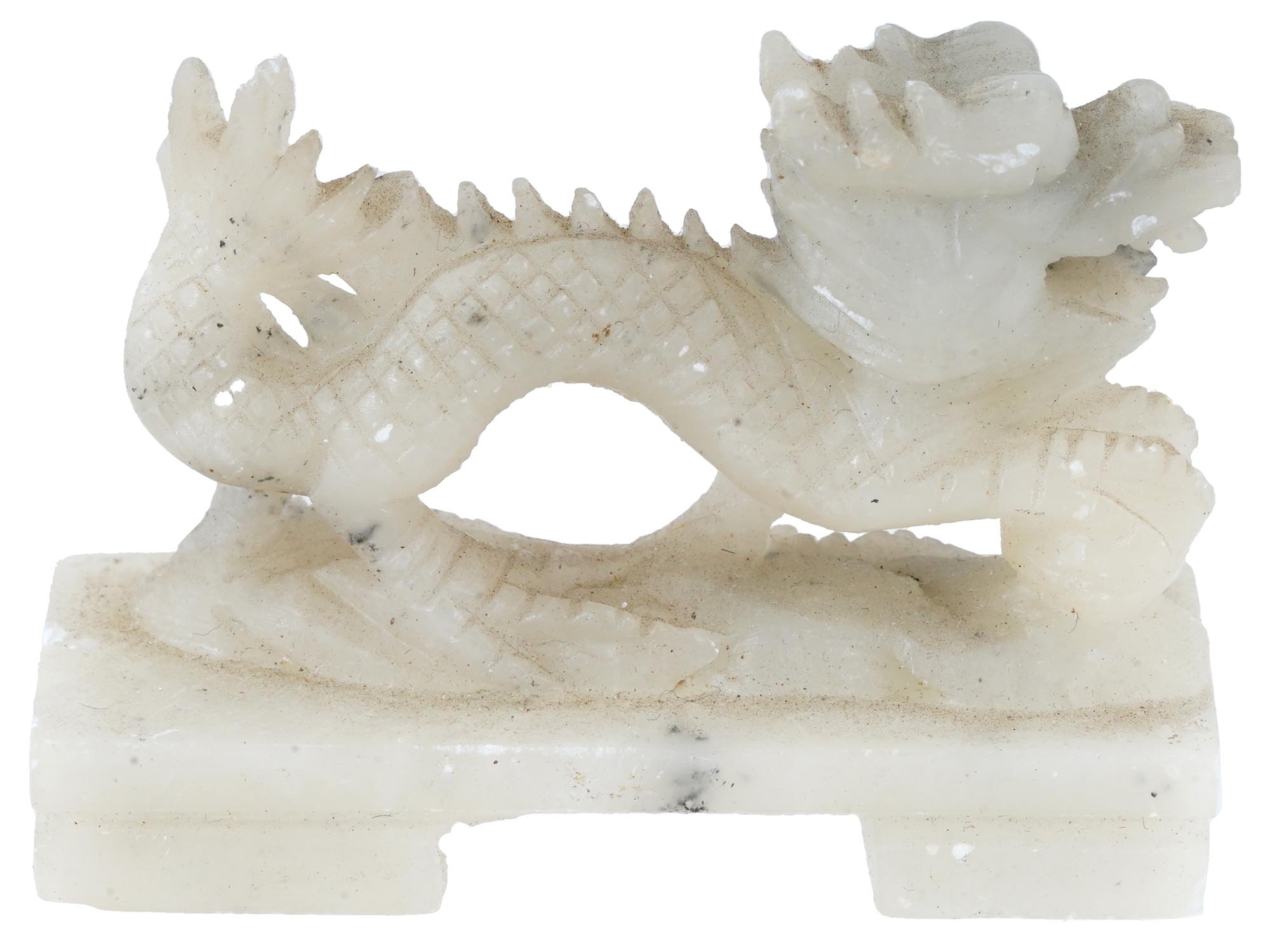 ANTIQUE CHINESE CARVED JADE DRAGON FIGURINE PIC-3