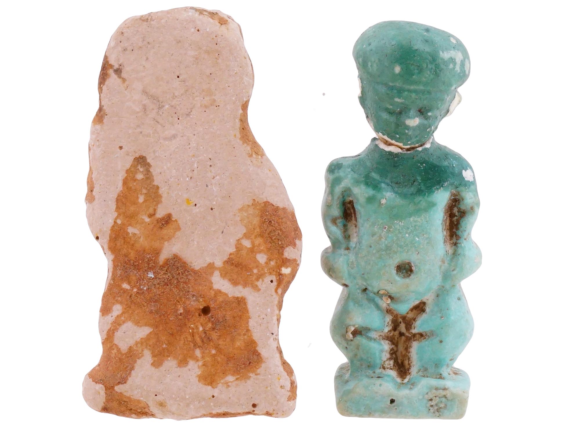 ANCIENT PTOLEMAIC EGYPTIAN TERRACOTA FAIENCE IDOLS PIC-2