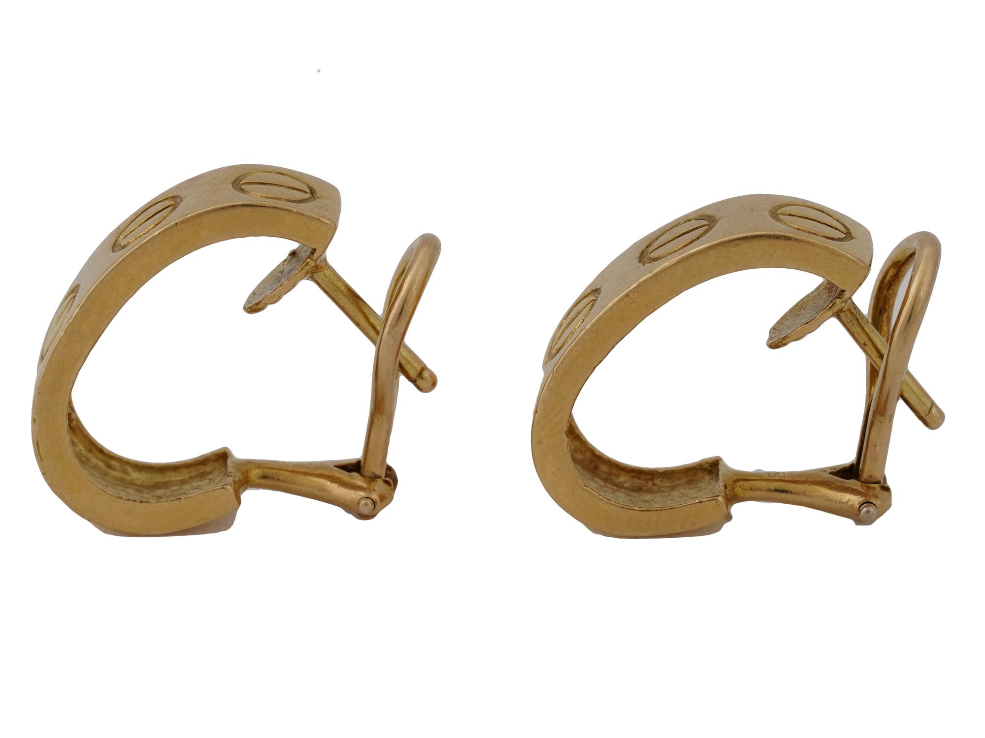 CARTIER LOVE 14K YELLOW GOLD FRENCH CLIP EARRINGS PIC-3