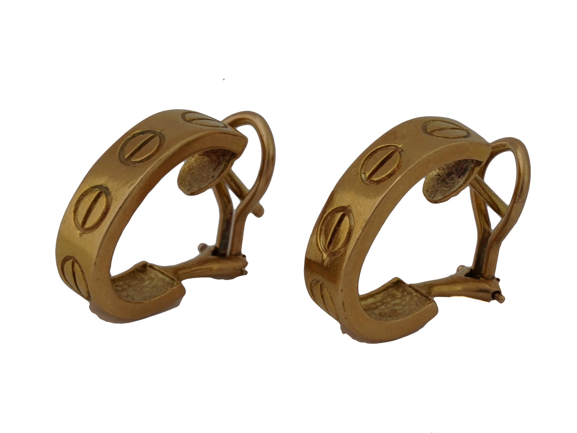 CARTIER LOVE 14K YELLOW GOLD FRENCH CLIP EARRINGS PIC-1