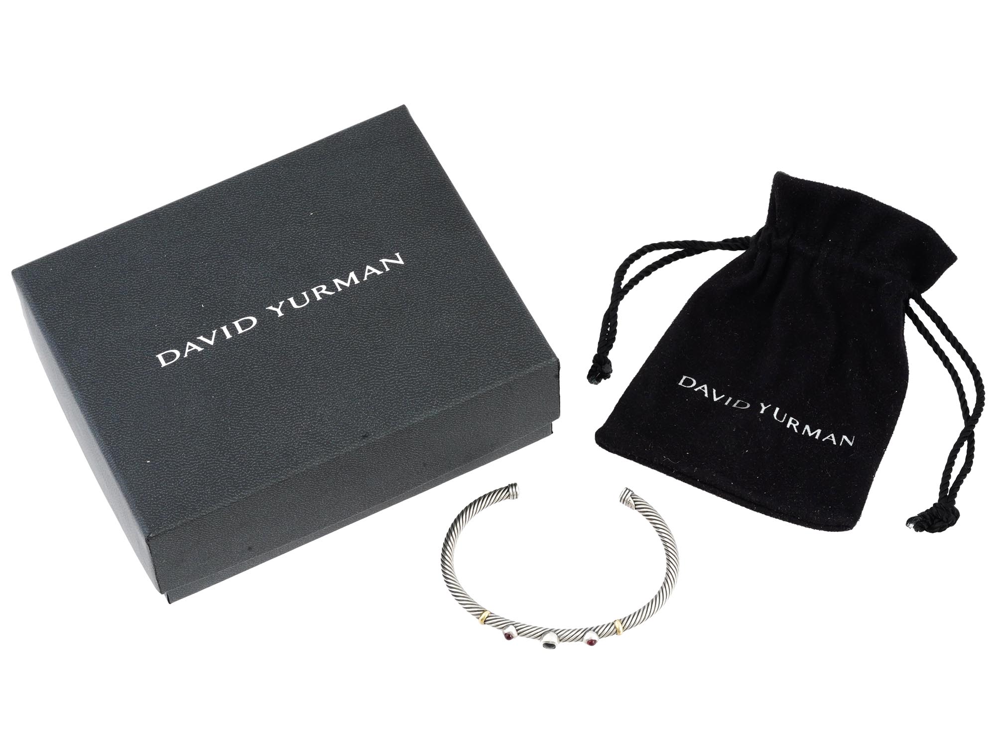 DAVID YURMAN 14K GOLD SILVER RUBIES SAPPHIRE BRACELET PIC-0