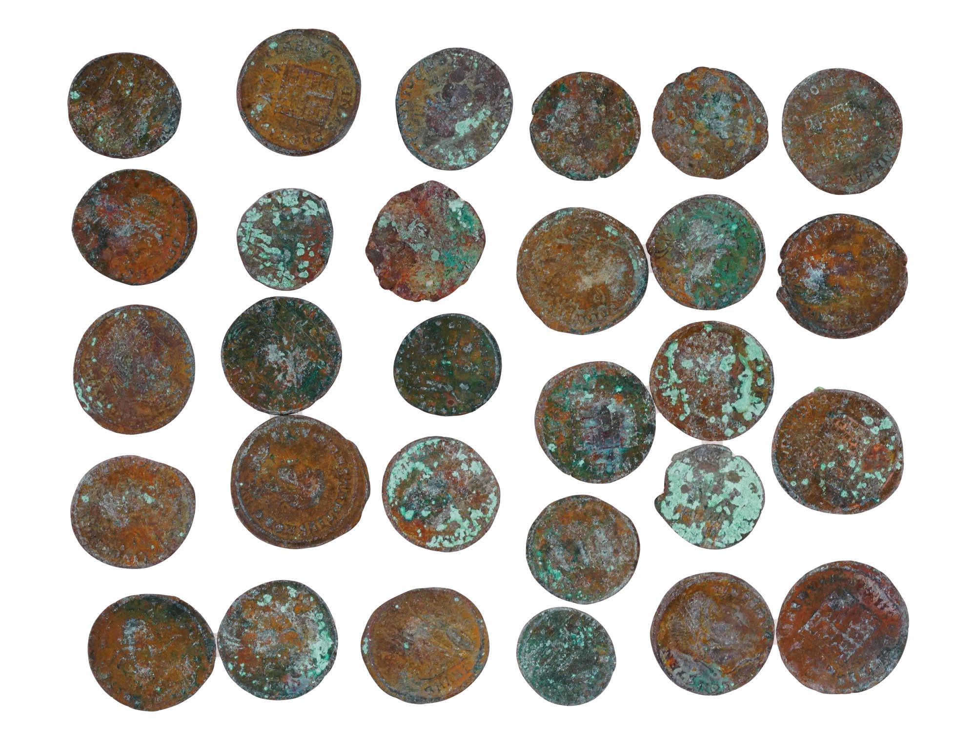 LARGE COLLECTION ANCIENT LATE ROMAN EMPIRE BRONZE COINS PIC-2