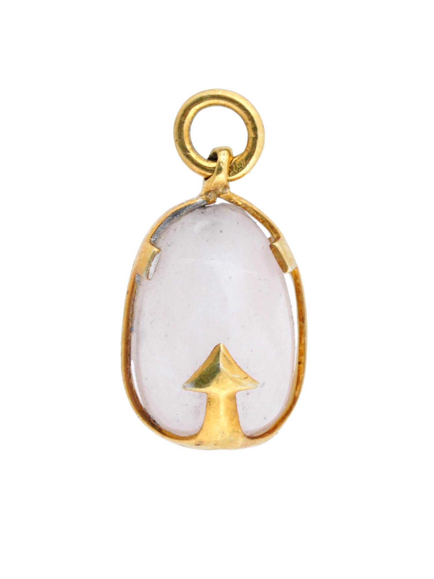 RUSSIAN GILT SILVER PINK QUARTZ ANCHOR EGG PENDANT PIC-2