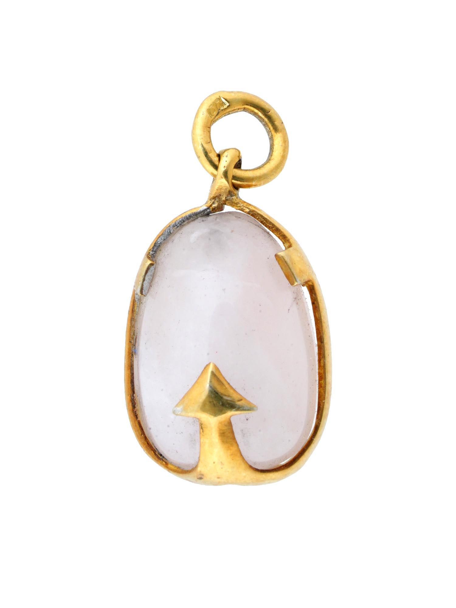 RUSSIAN GILT SILVER PINK QUARTZ ANCHOR EGG PENDANT PIC-3