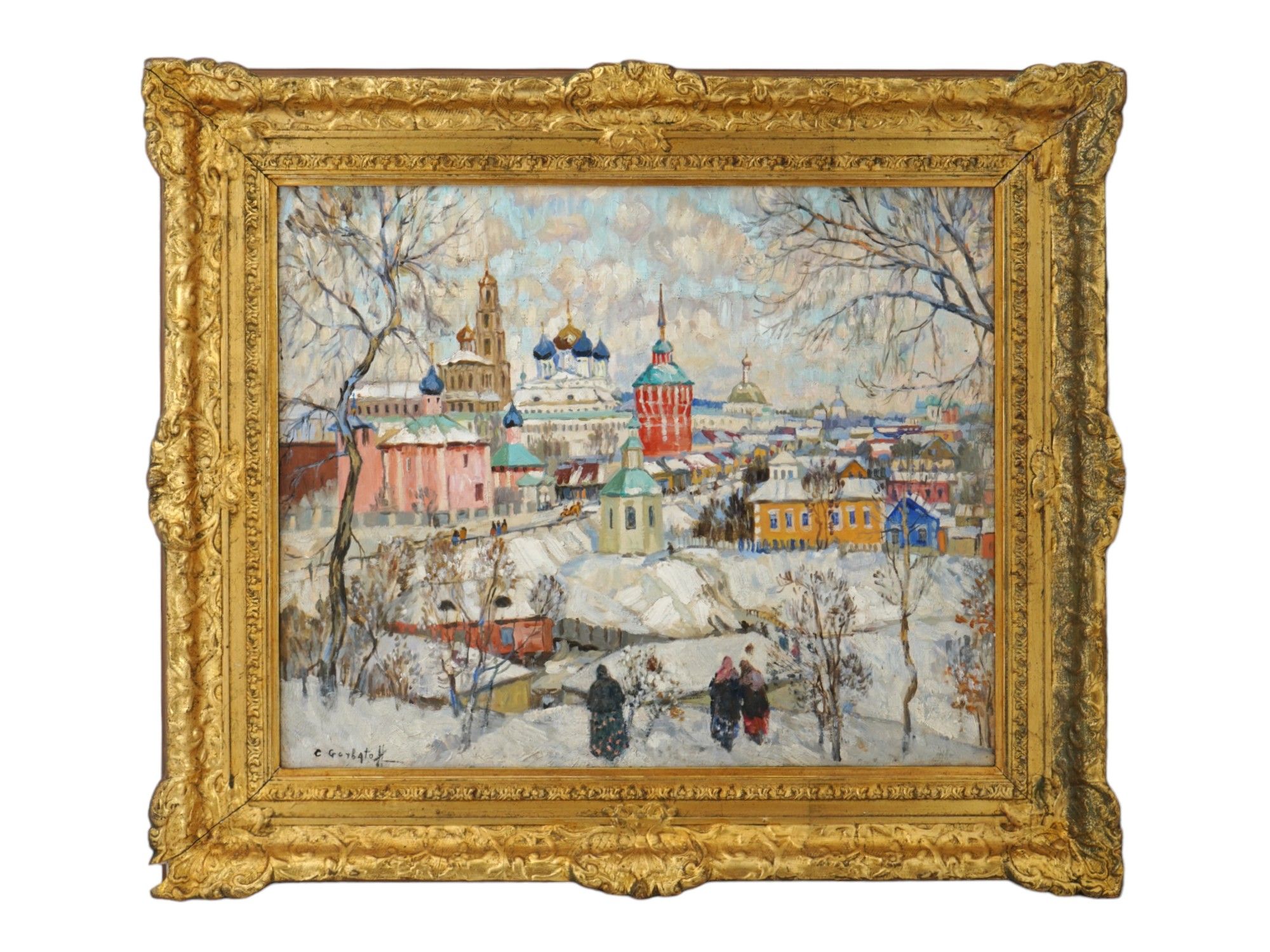 RUSSIAN WINTER OIL PAINTING BY KONSTANTIN GORBATOV PIC-0