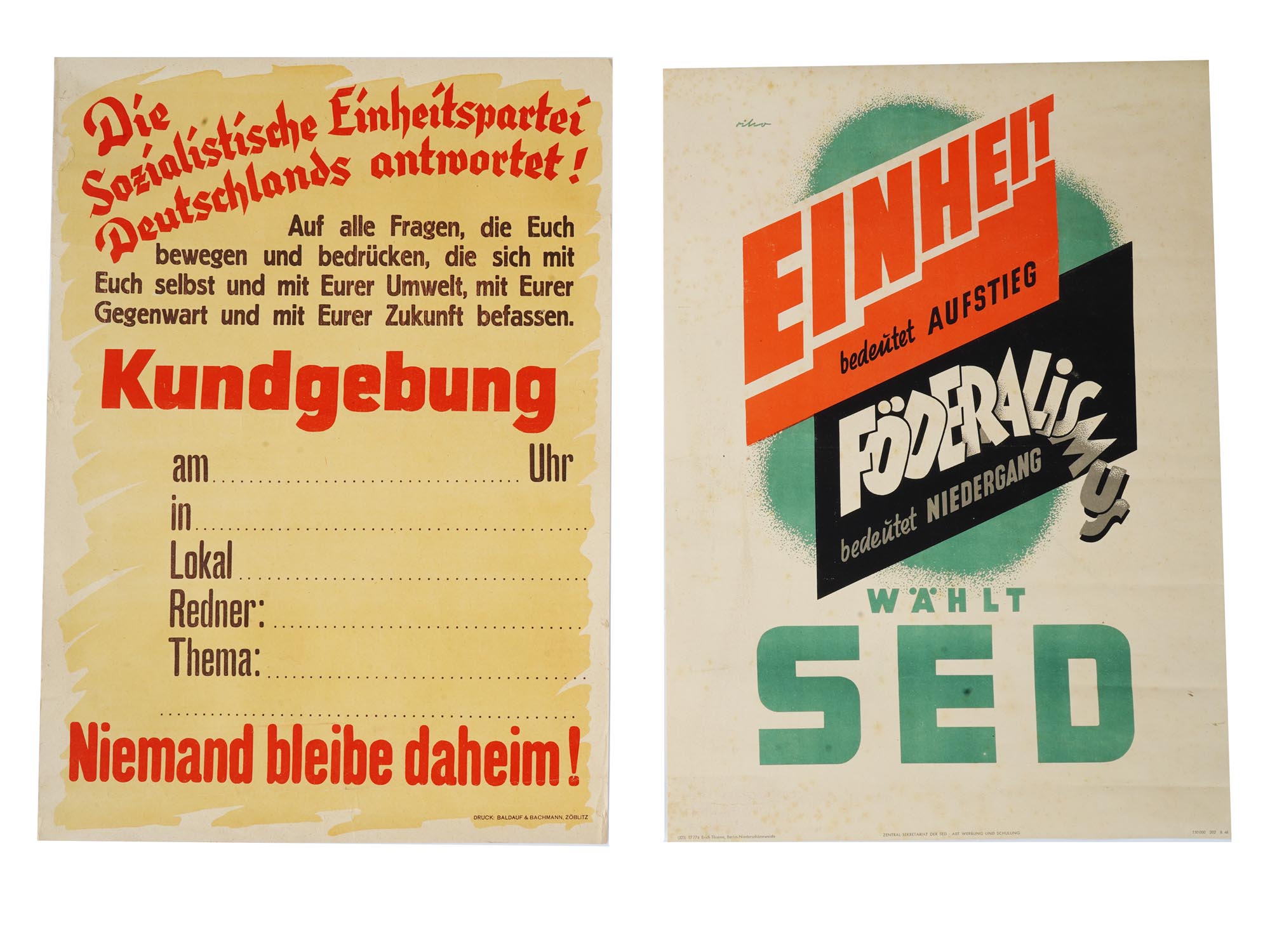 TWO VINTAGE LIMITED ED GERMAN POLITICAL POSTERS PIC-0