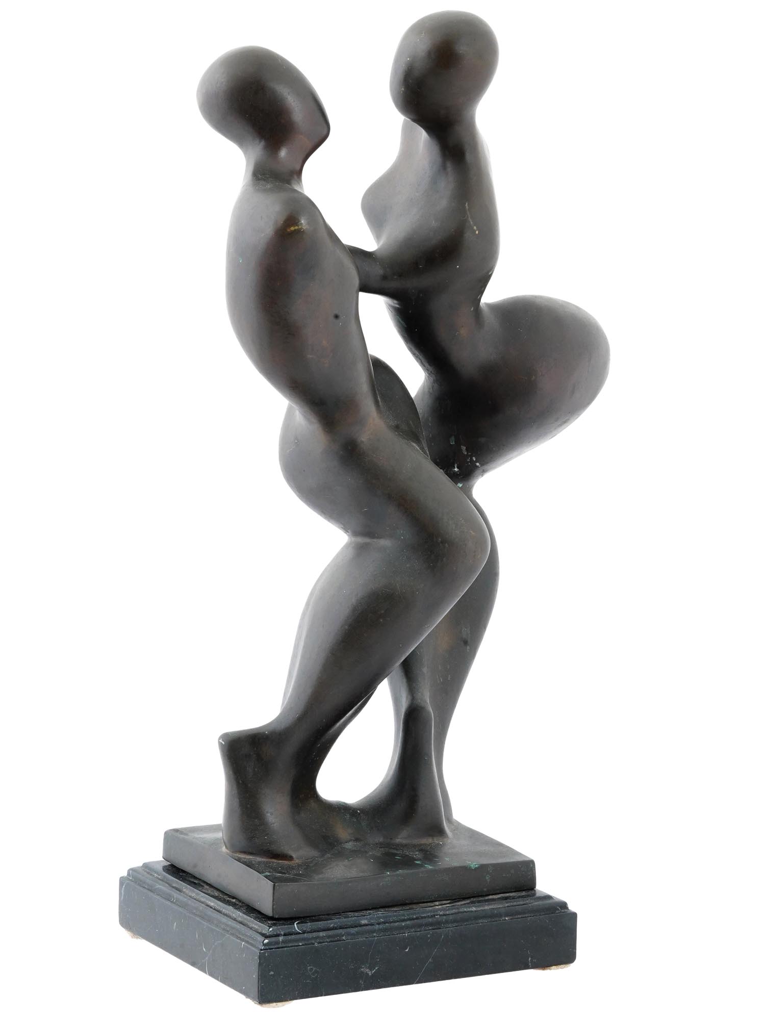 VINTAGE MODERNIST BRONZE SCULPTURE DANCING COUPLE PIC-1