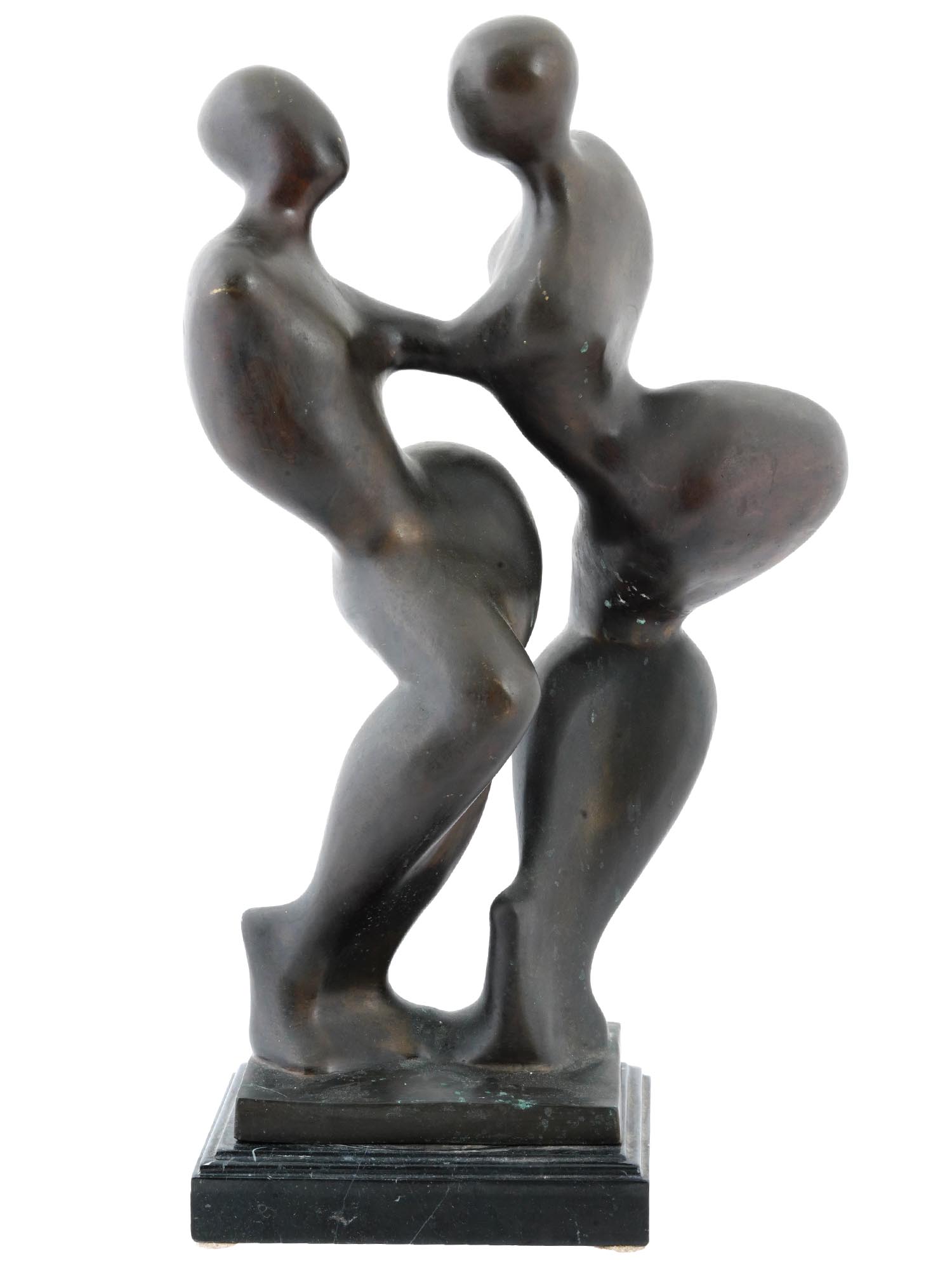 VINTAGE MODERNIST BRONZE SCULPTURE DANCING COUPLE PIC-0