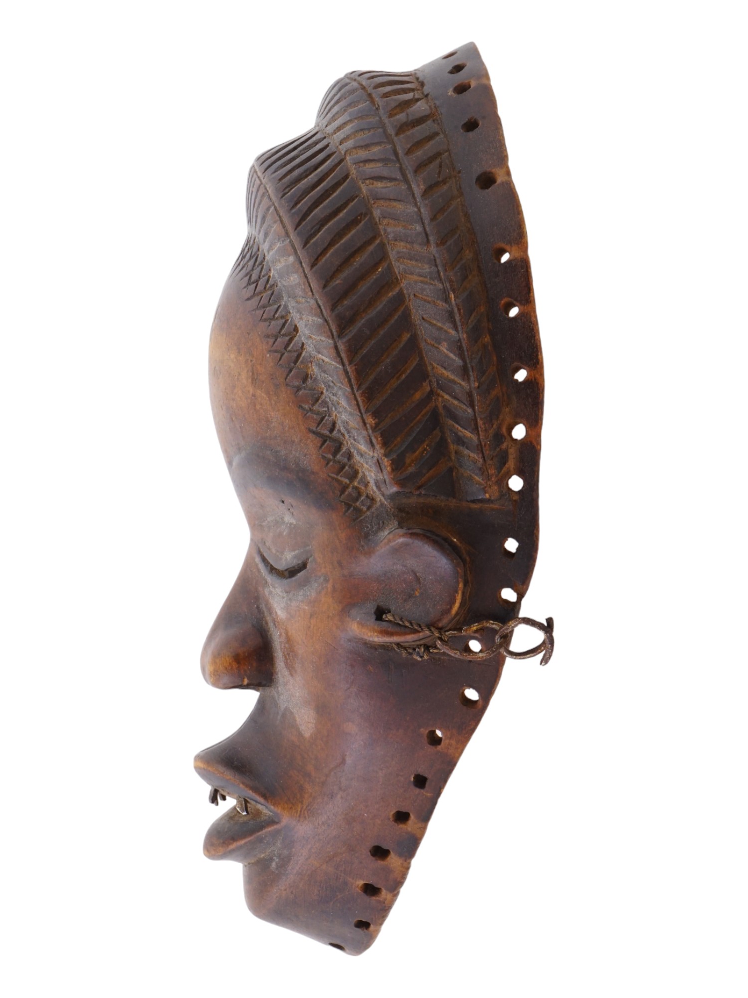 ANTIQUE AFRICAN CARVED WOOD MANDE TRIBAL DAN MASK PIC-2