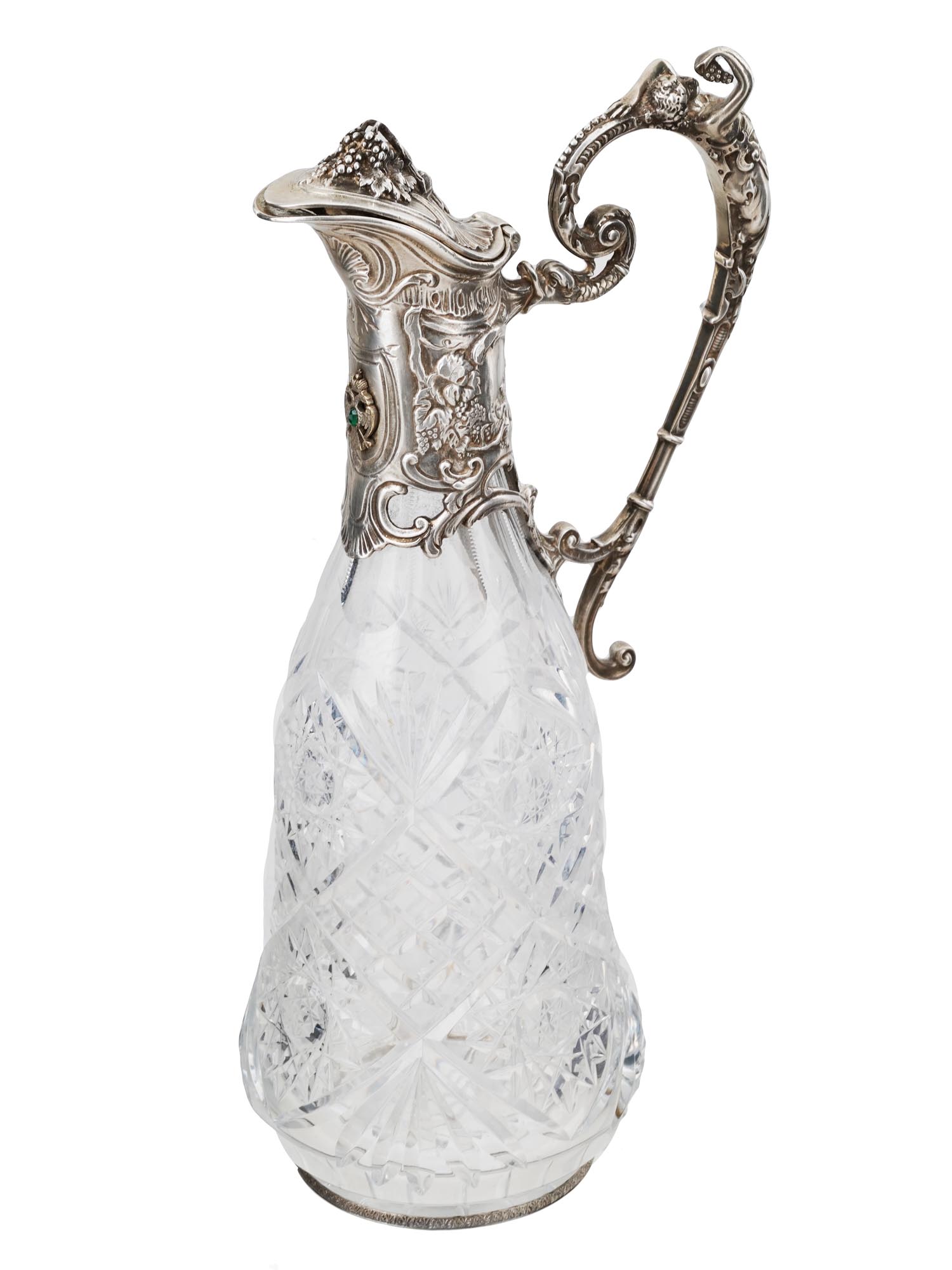 RUSSIAN 84 SILVER AND CUT CRYSTAL DECANTER PIC-0