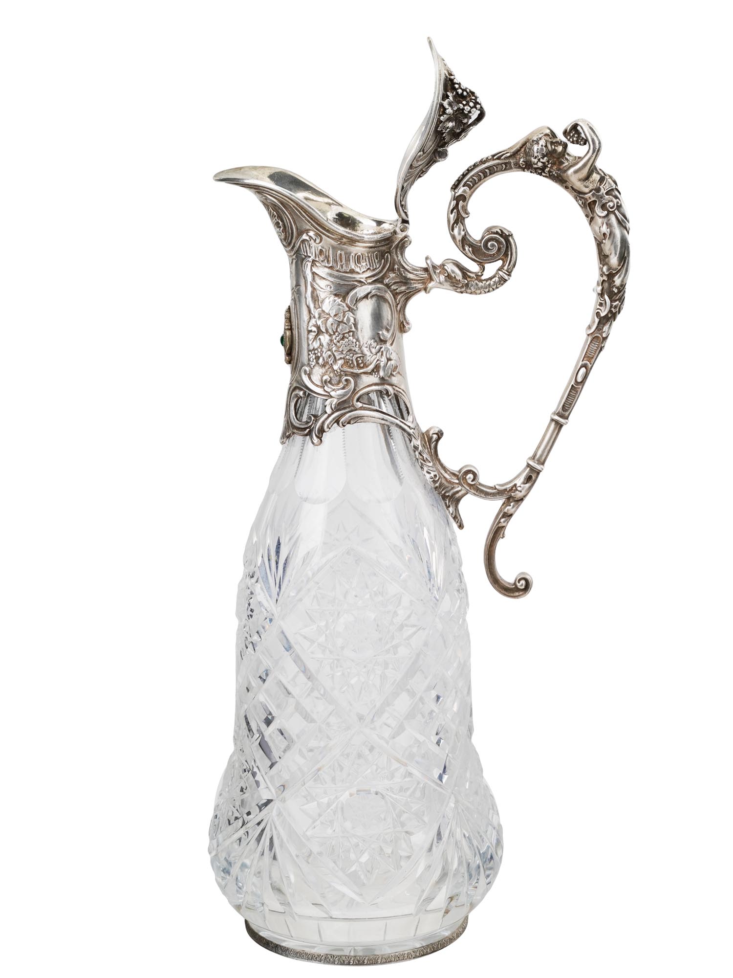 RUSSIAN 84 SILVER AND CUT CRYSTAL DECANTER PIC-1