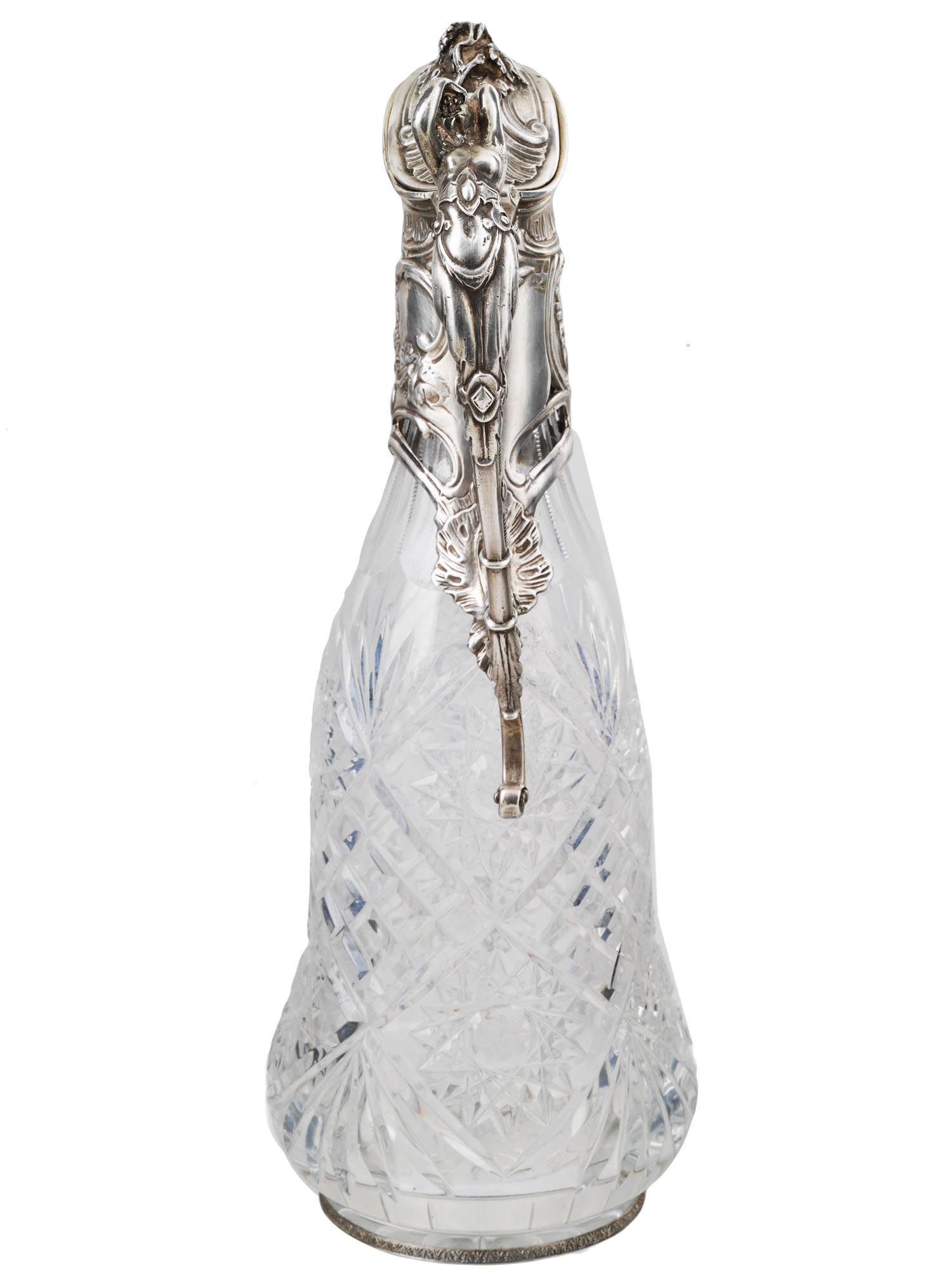 RUSSIAN 84 SILVER AND CUT CRYSTAL DECANTER PIC-4