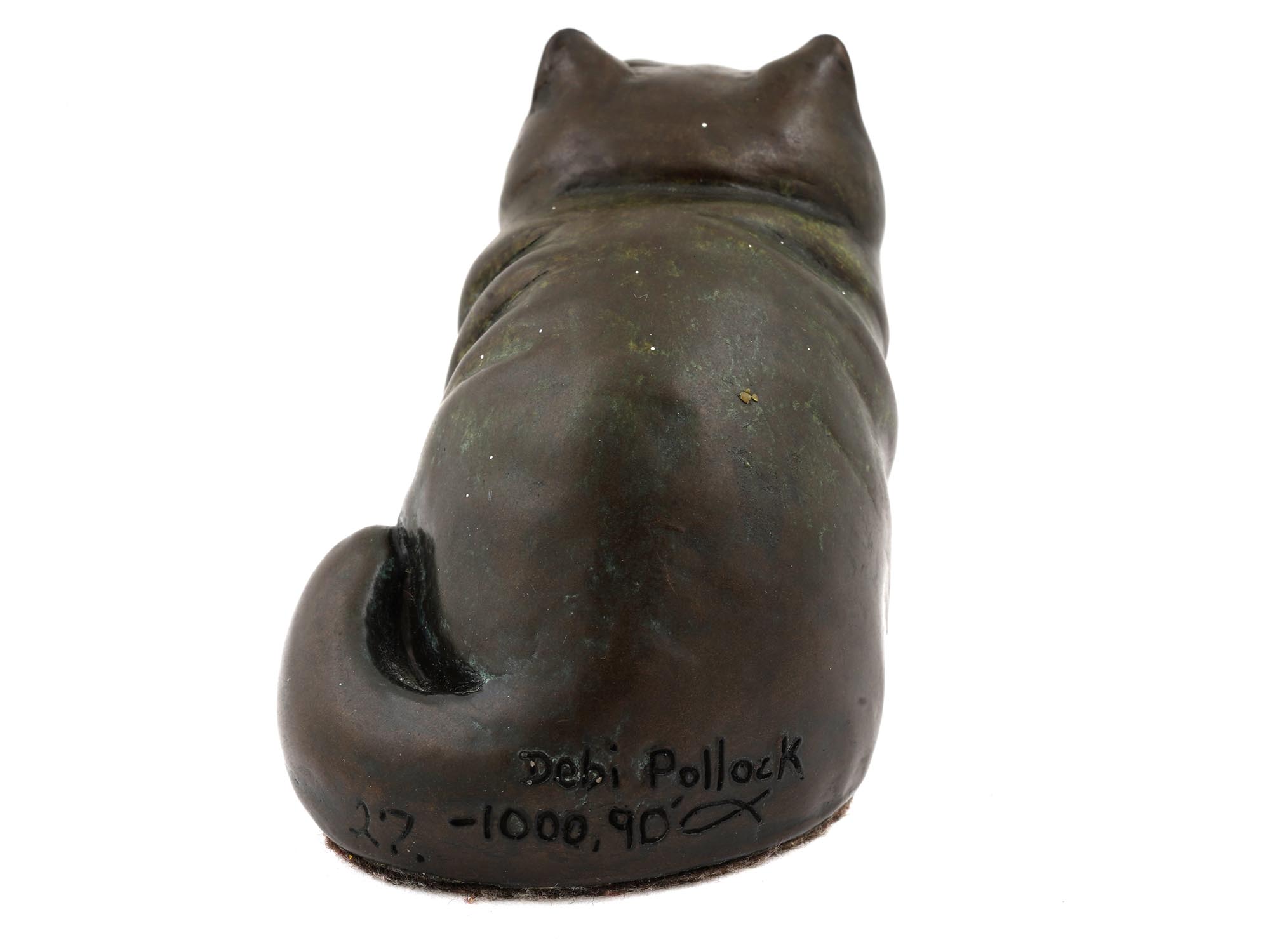 AMERICAN BRONZE FAT CAT FIGURINE BY DEBI POLLOCK PIC-3