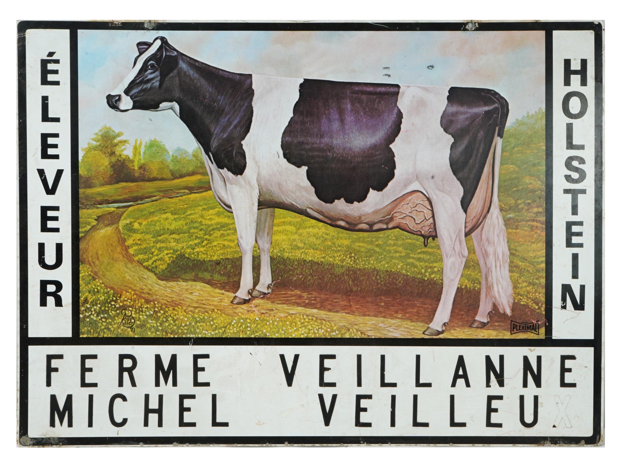 GERMAN DOUBLE SIDED COW FARM HOLSTEIN SIGN PIC-1