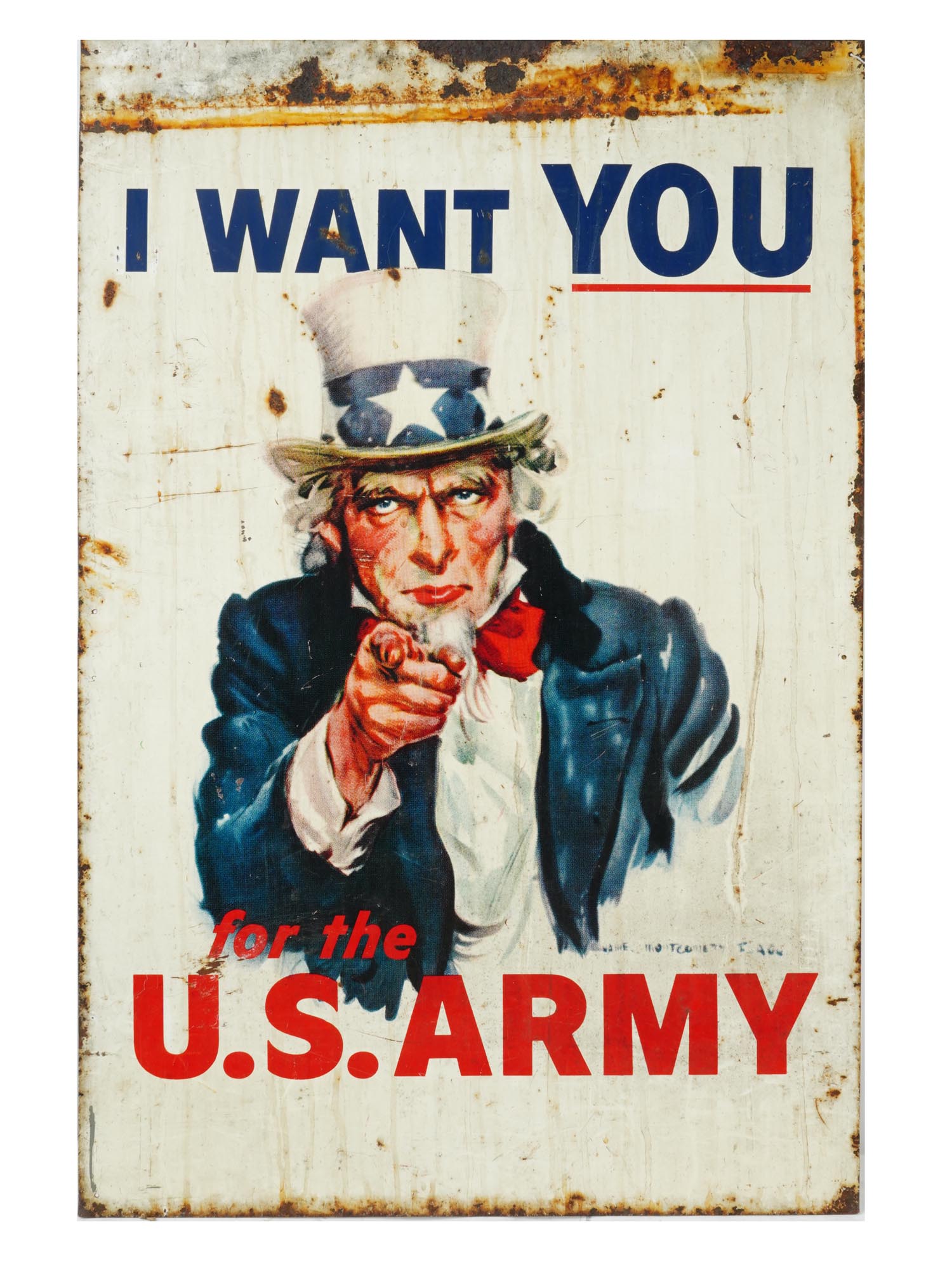 WWI ANTIQUE AMERICAN UNCLE SAM METAL SIGN PIC-0