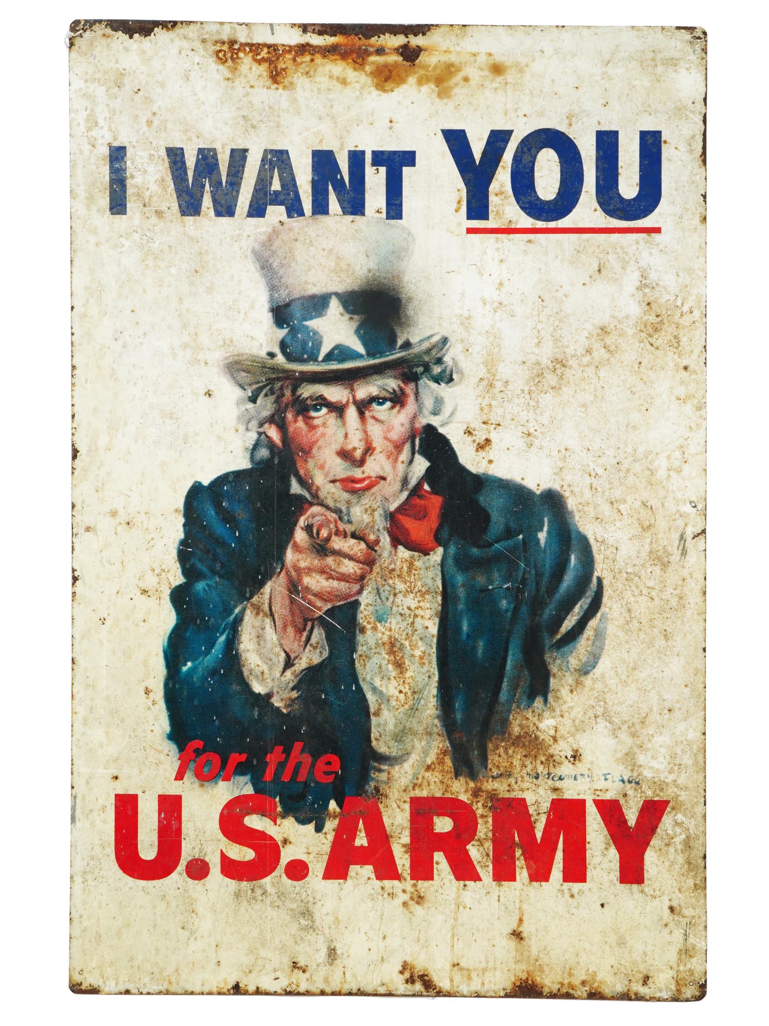 WWI ANTIQUE AMERICAN UNCLE SAM METAL SIGN PIC-1