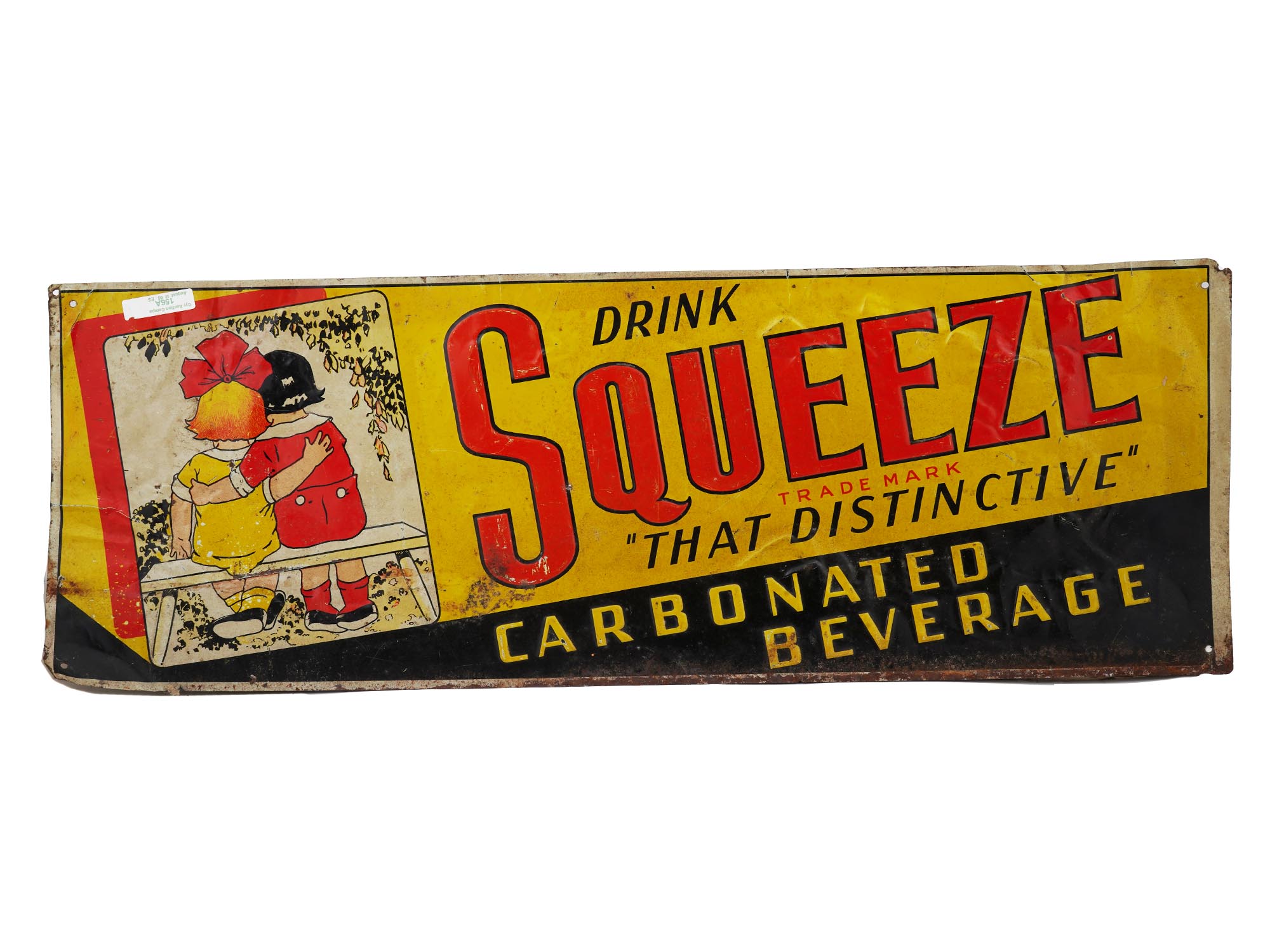 VINTAGE SQUEEZE EMBOSSED ADVERTISING SIGN PIC-0