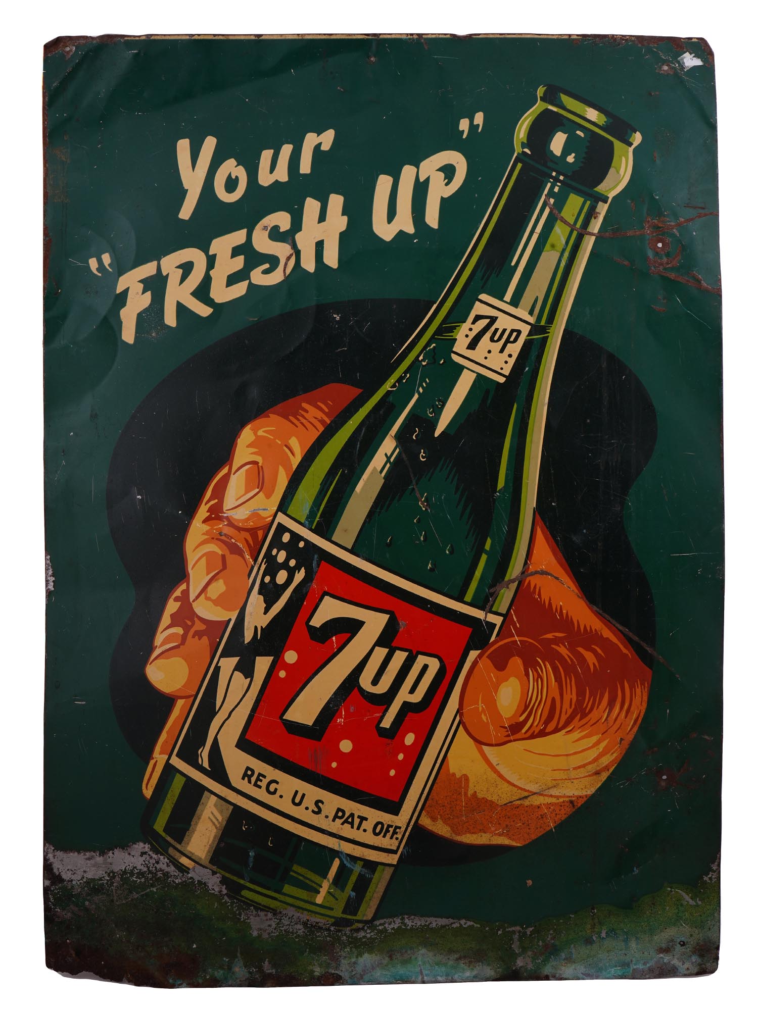 VINTAGE 7UP SODA FRESH UP ADVERTISING TIN SIGN PIC-0