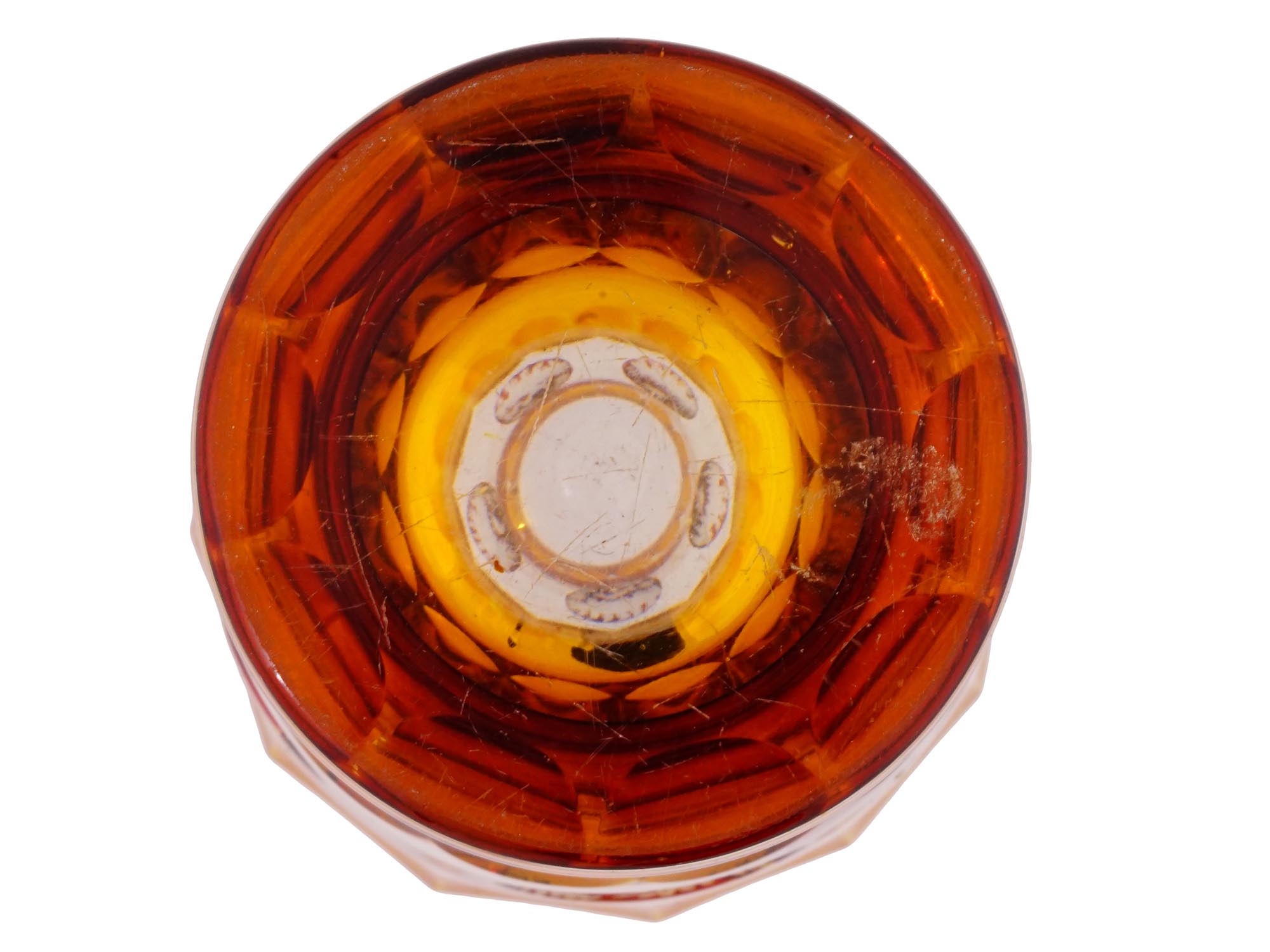 ANTIQUE BOHEMIAN MANNER AMBER CUT GLASS GOBLET PIC-7
