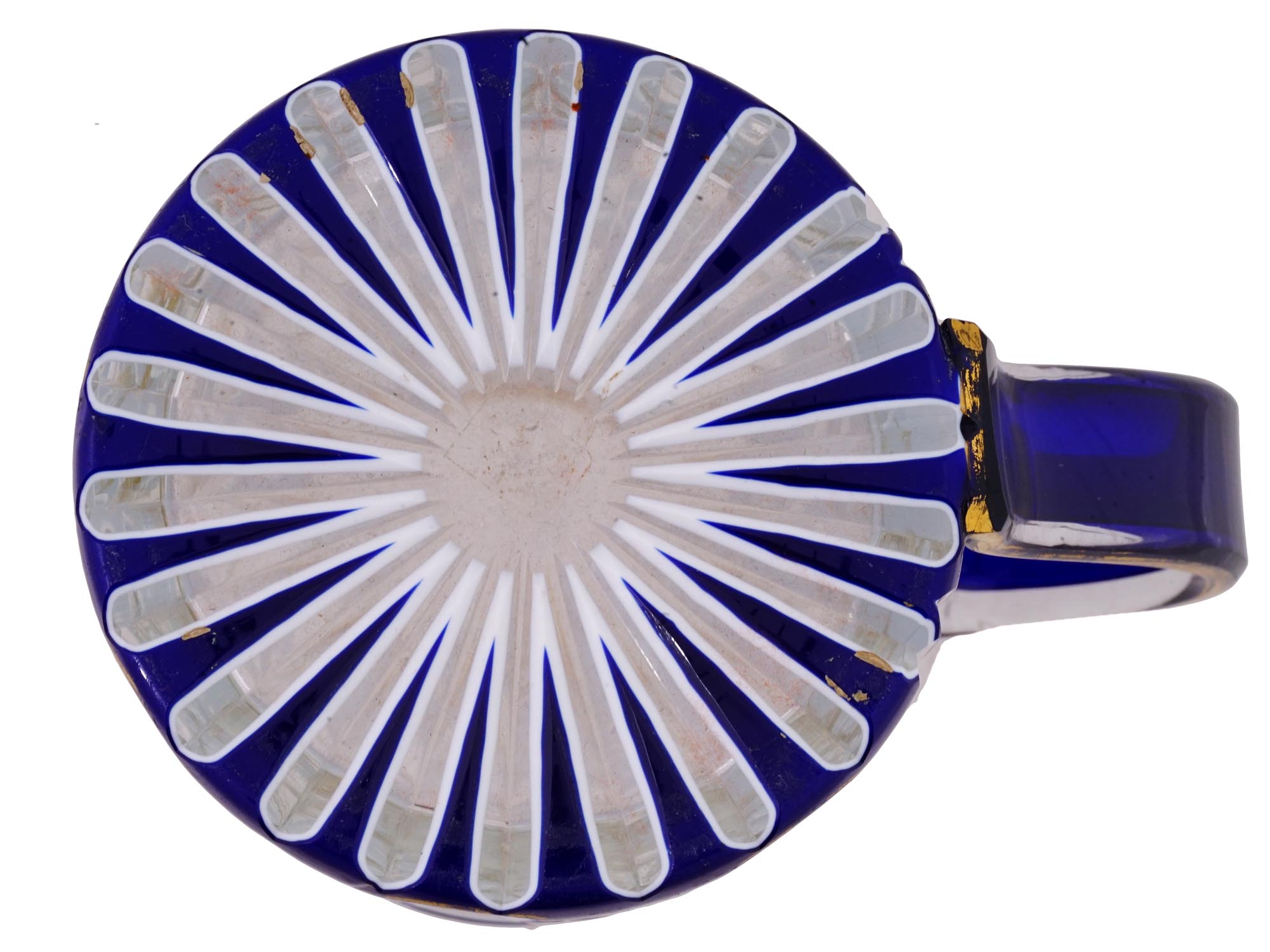 ANTIQUE BOHEMIAN MANNER BLUE CUT TO CLEAR GLASS MUG PIC-6