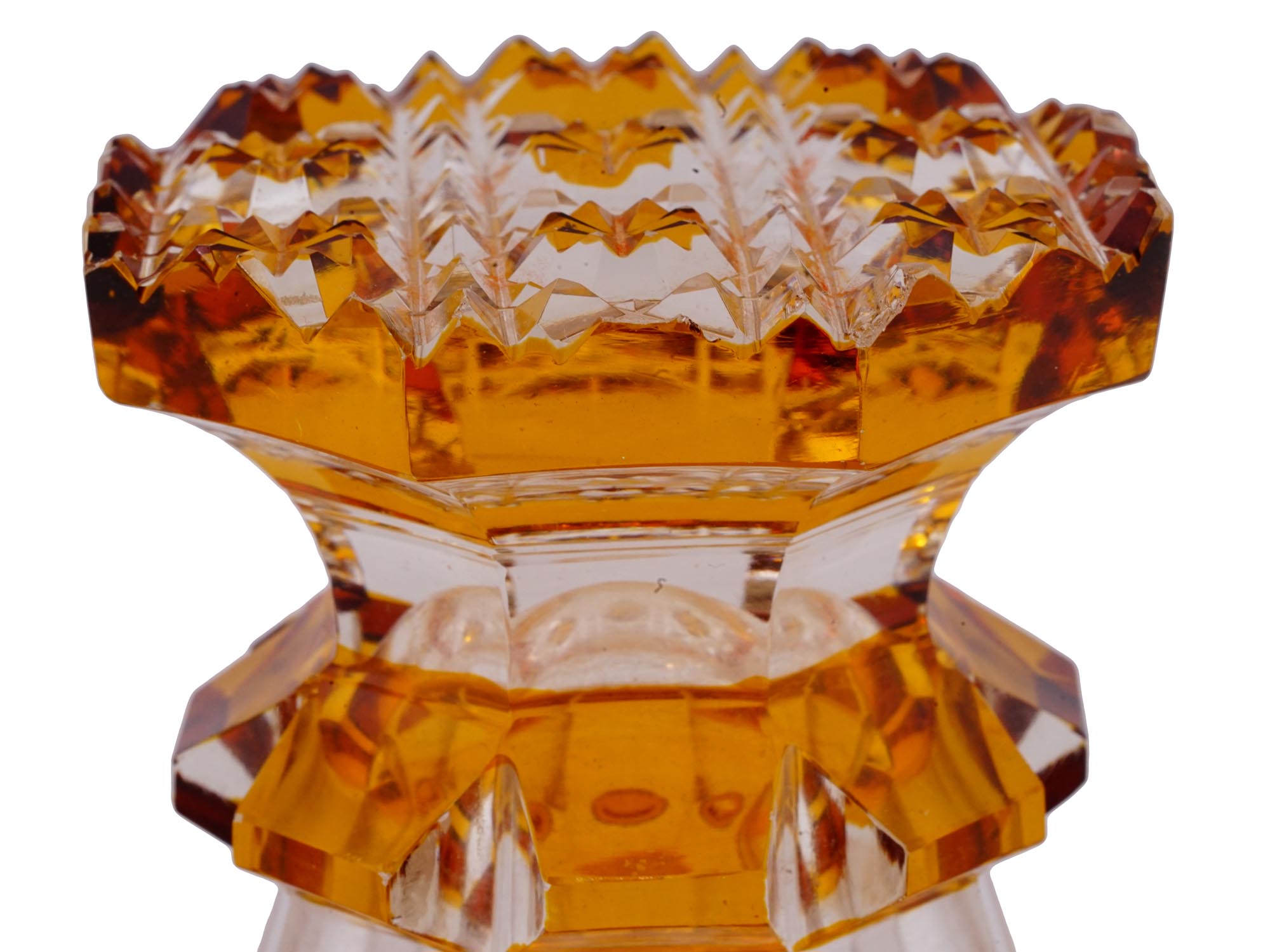 ANTIQUE BOHEMIAN MANNER AMBER CUT GLASS GOBLET PIC-6
