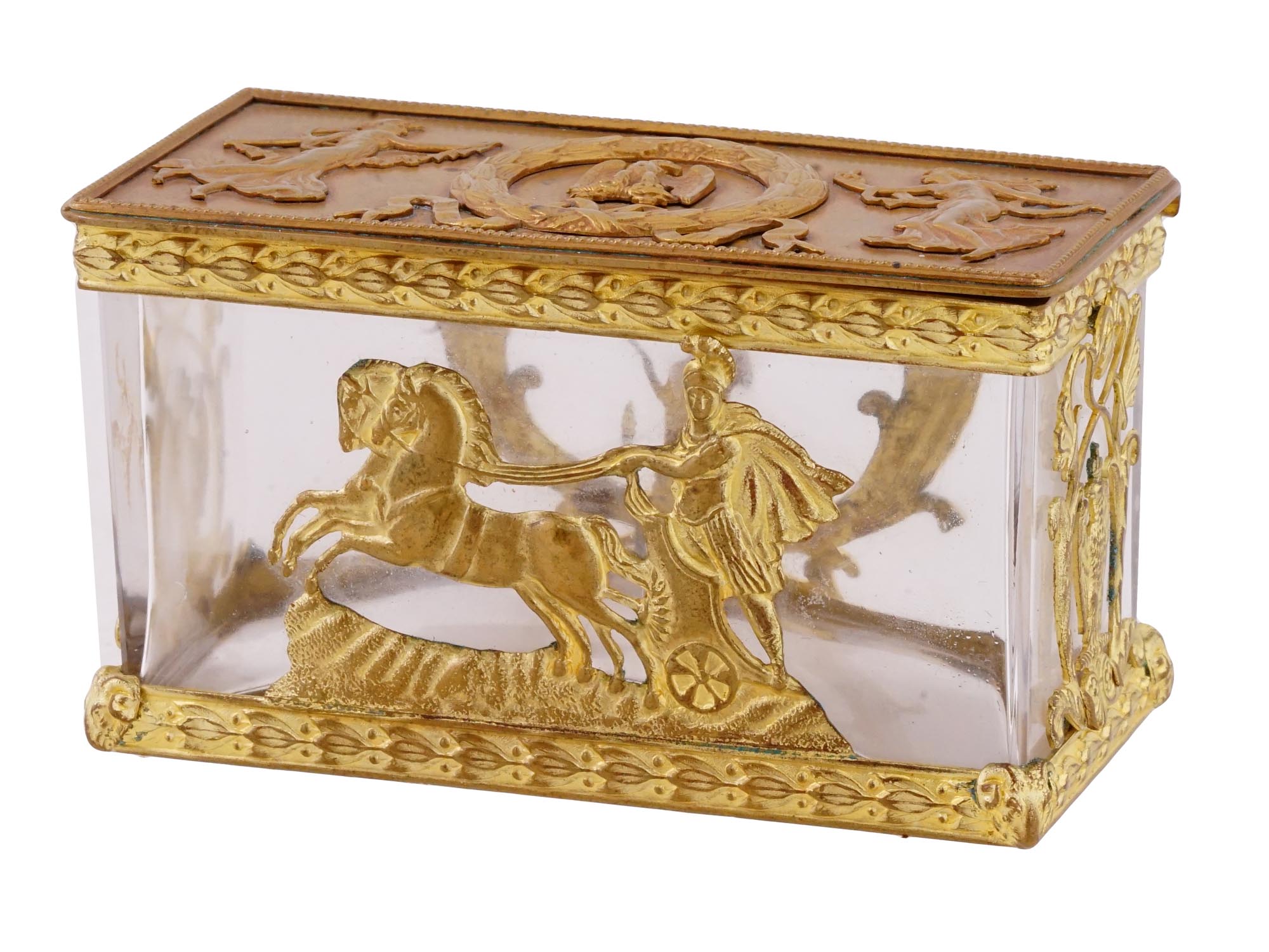 ANTIQUE FRENCH ROCK CRYSTAL AND GILT BRONZE BOX PIC-0