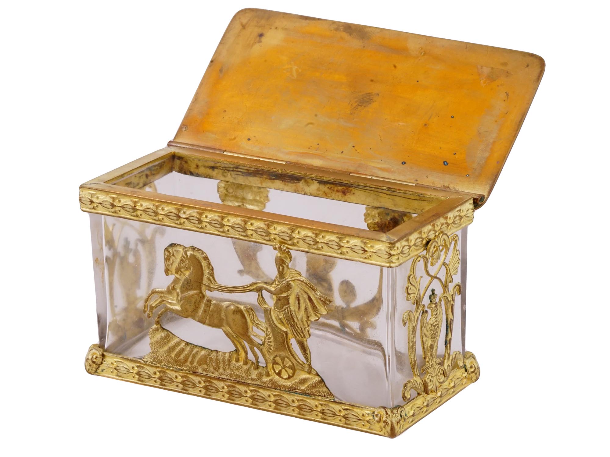 ANTIQUE FRENCH ROCK CRYSTAL AND GILT BRONZE BOX PIC-1