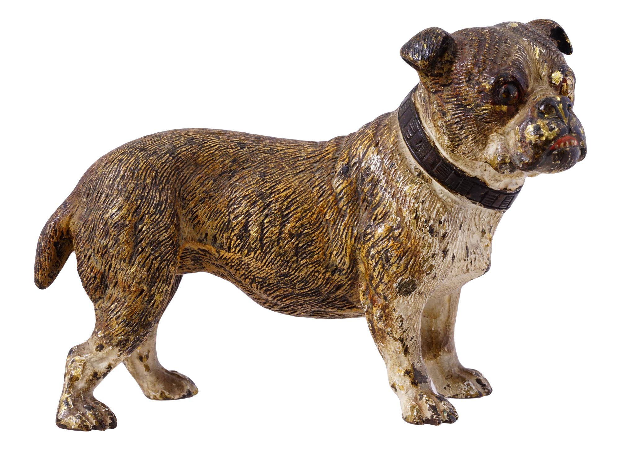 ANTIQUE VIENNA MANNER COLD PAINTED BRONZE DOG FIGURE PIC-1