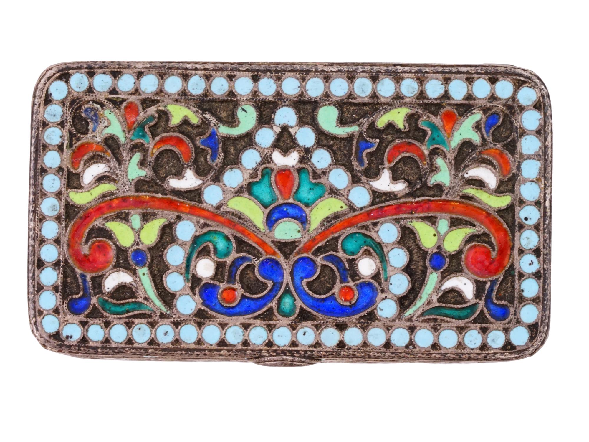 RUSSIAN SILVER CLOISONNE ENAMEL TRINKET BOX PIC-6