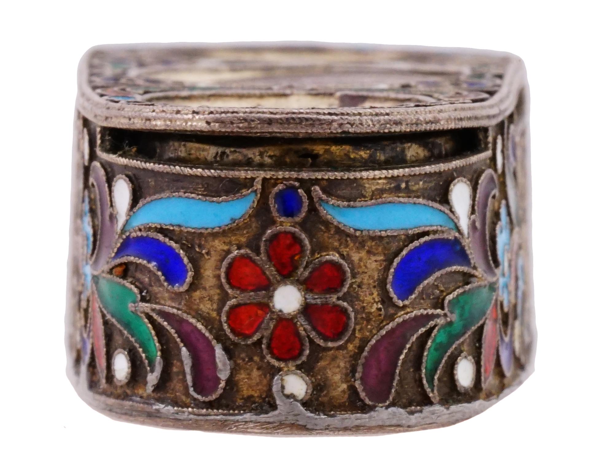 RUSSIAN SILVER CLOISONNE ENAMEL COIN HOLDER PIC-4