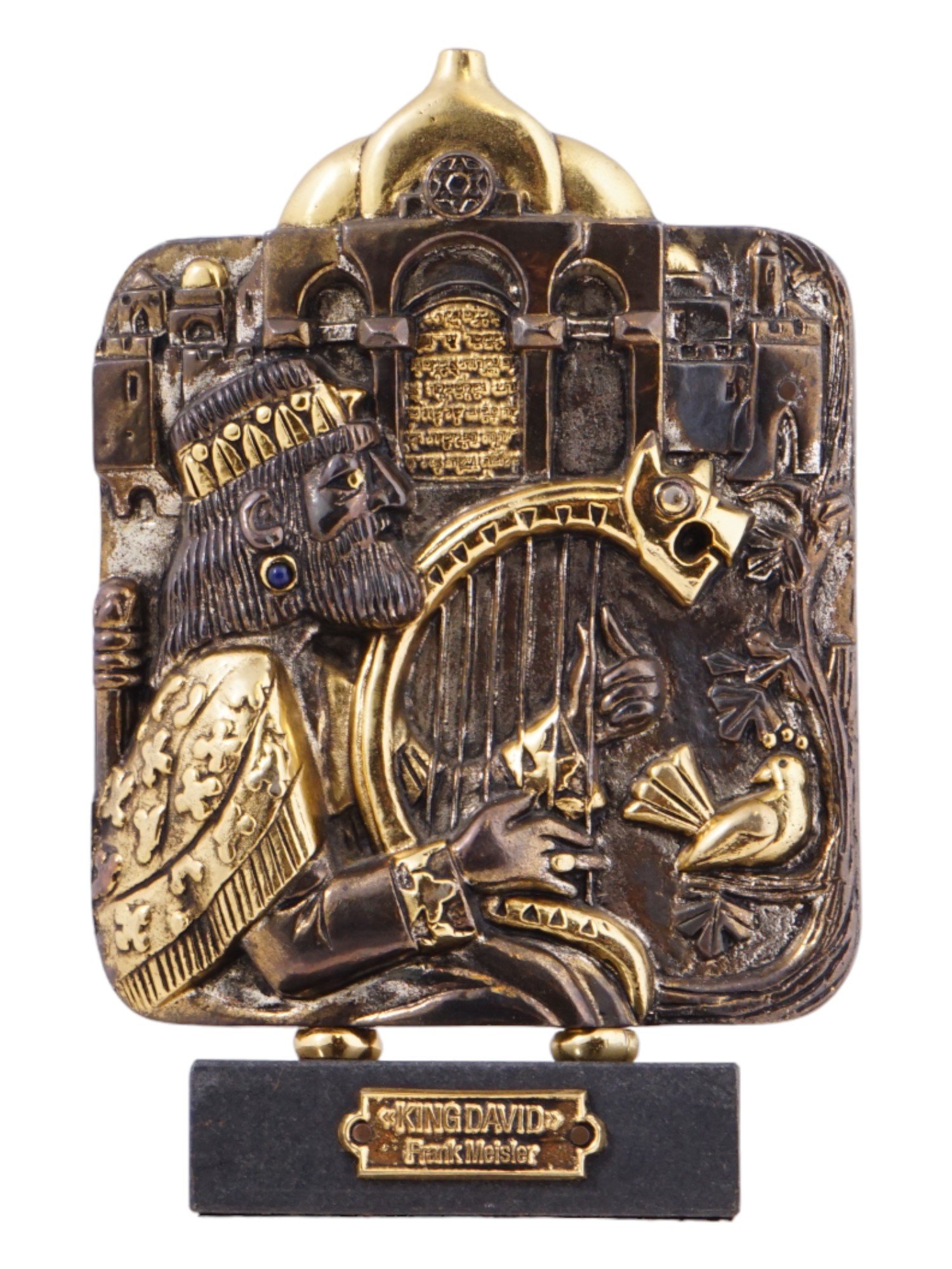 JUDAICA GILT BRONZE SCULPTURE BY FRANK MEISLER PIC-0