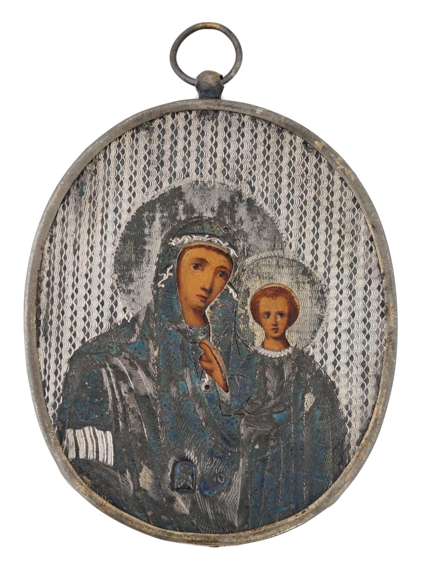 RUSSIAN ICON KAZAN MOTHER OF GOD IN 84 SILVER OKLAD PIC-0