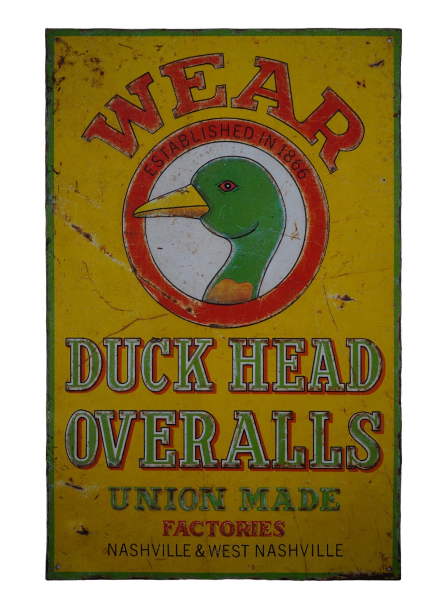 VINTAGE DUCK HEAD AND COWHIDE BRAND METAL AD SIGNS PIC-1