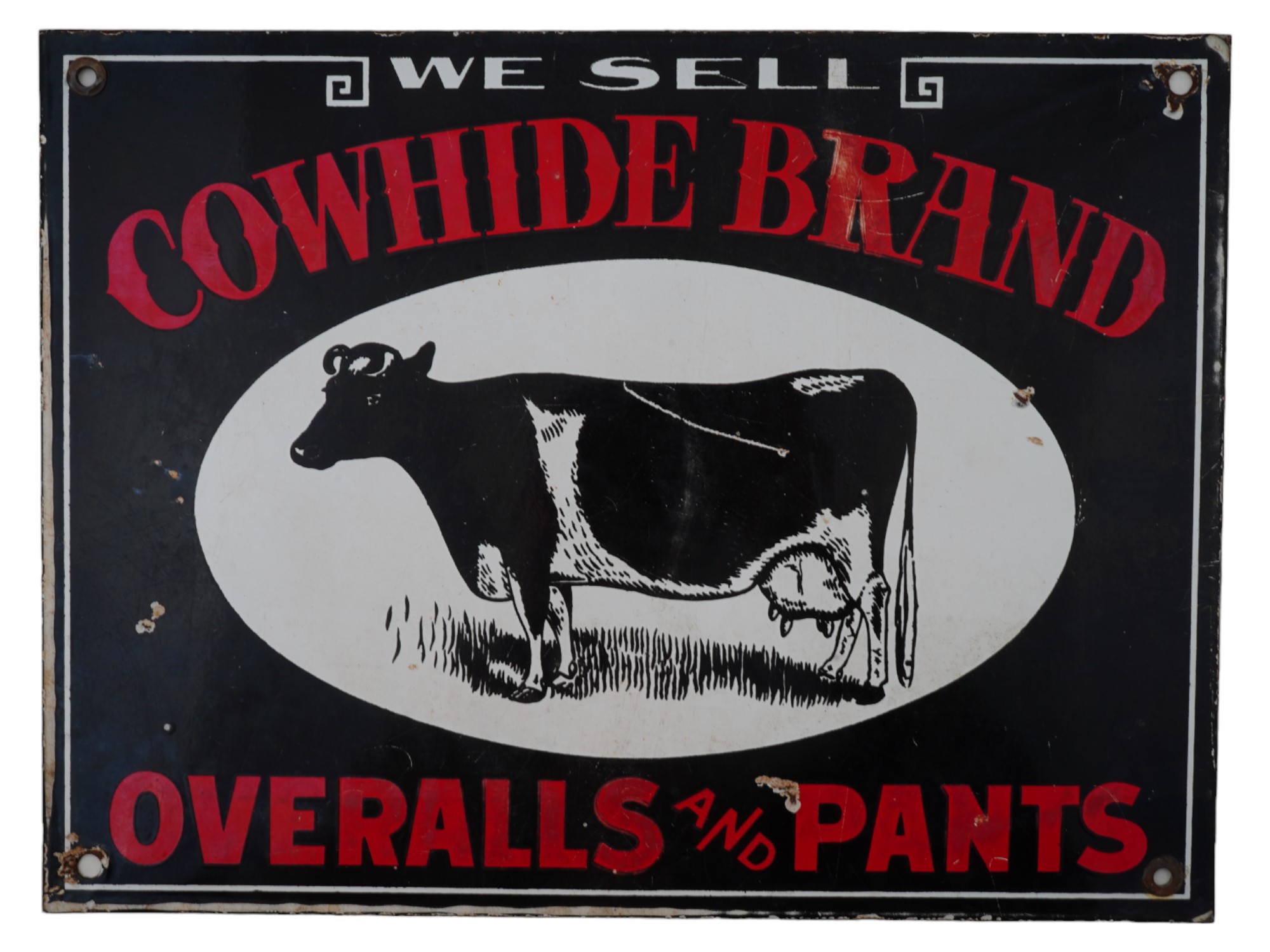 VINTAGE DUCK HEAD AND COWHIDE BRAND METAL AD SIGNS PIC-4