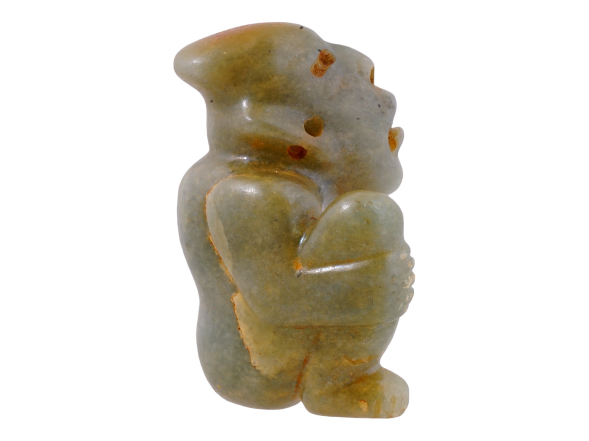 ANCIENT MESOAMERICAN HAND CARVED GREEN JADE FIGURE PIC-4