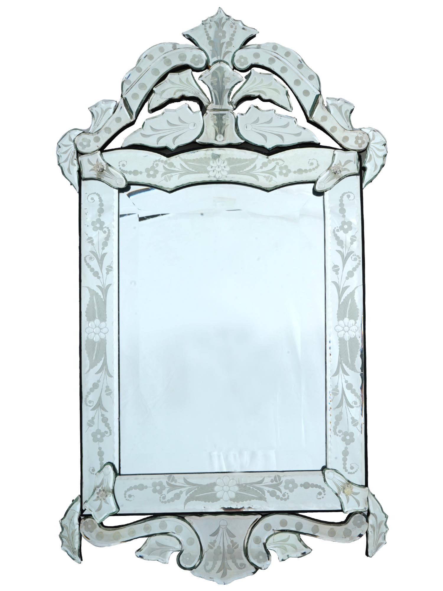 ITALIAN VENETIAN BAROQUE MANNER ETCHED GLASS MIRROR PIC-0