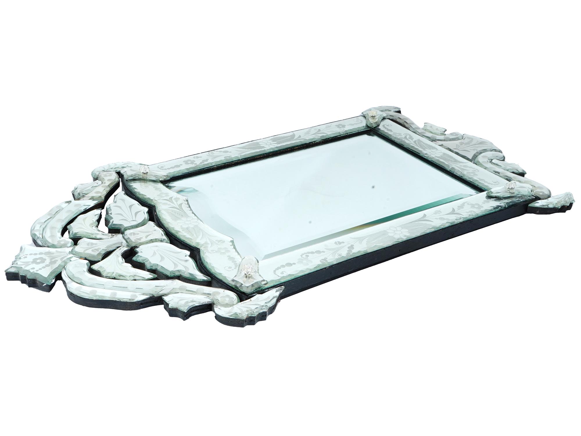 ITALIAN VENETIAN BAROQUE MANNER ETCHED GLASS MIRROR PIC-2