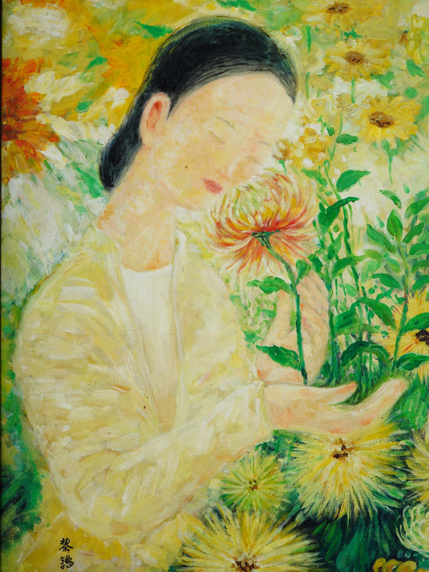 ATTR TO LE PHO VIETNAMESE PORTRAIT OIL PAINTING PIC-1