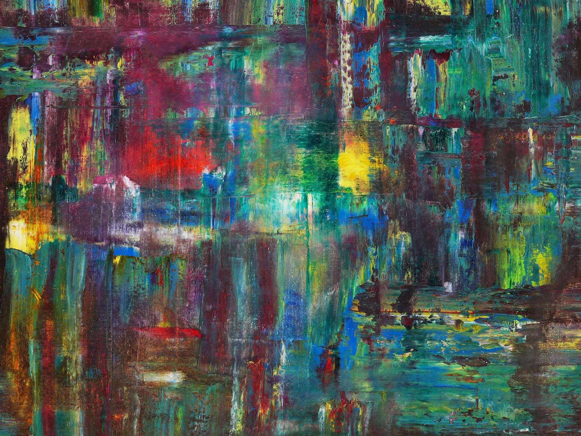 ATTRIBUTED TO GERHARD RICHTER ABSTRACT OIL PAINTING PIC-1