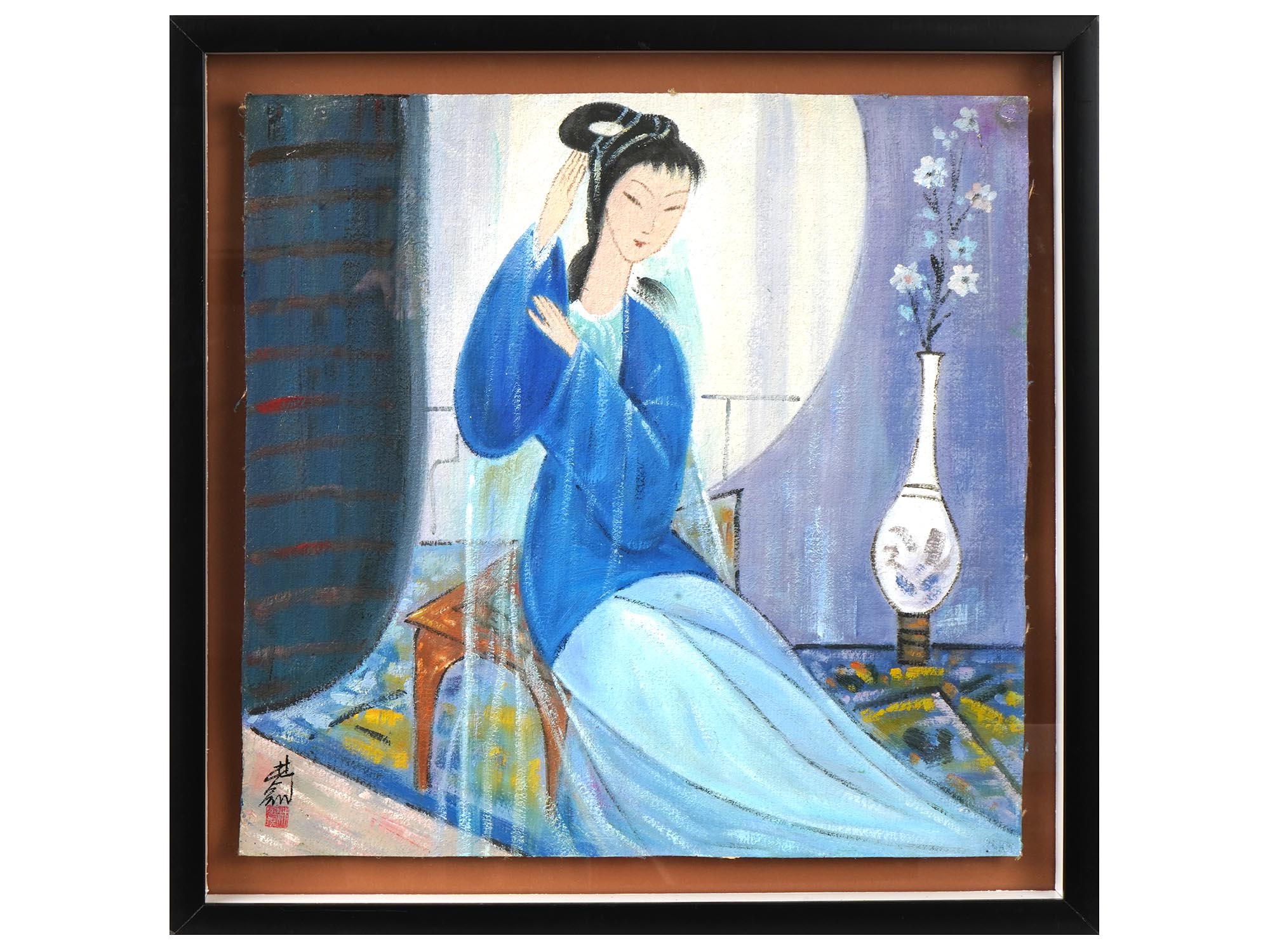 CHINESE LIN FENGMIAN OIL ON CANVAS PAINTING 1973 PIC-0