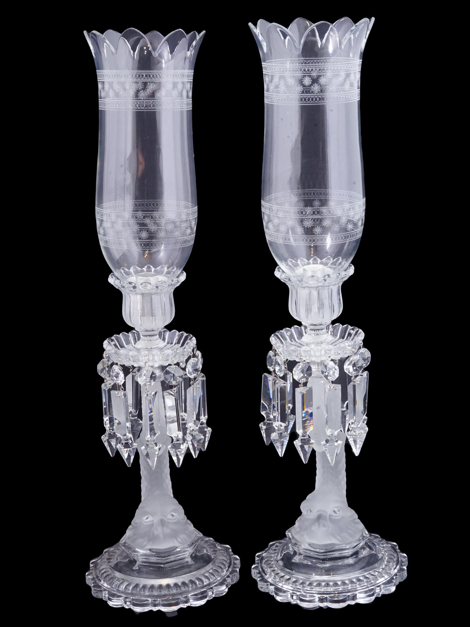 BACCARAT STYLE CRYSTAL ZENITH CANDELABRA W SHADES PIC-2