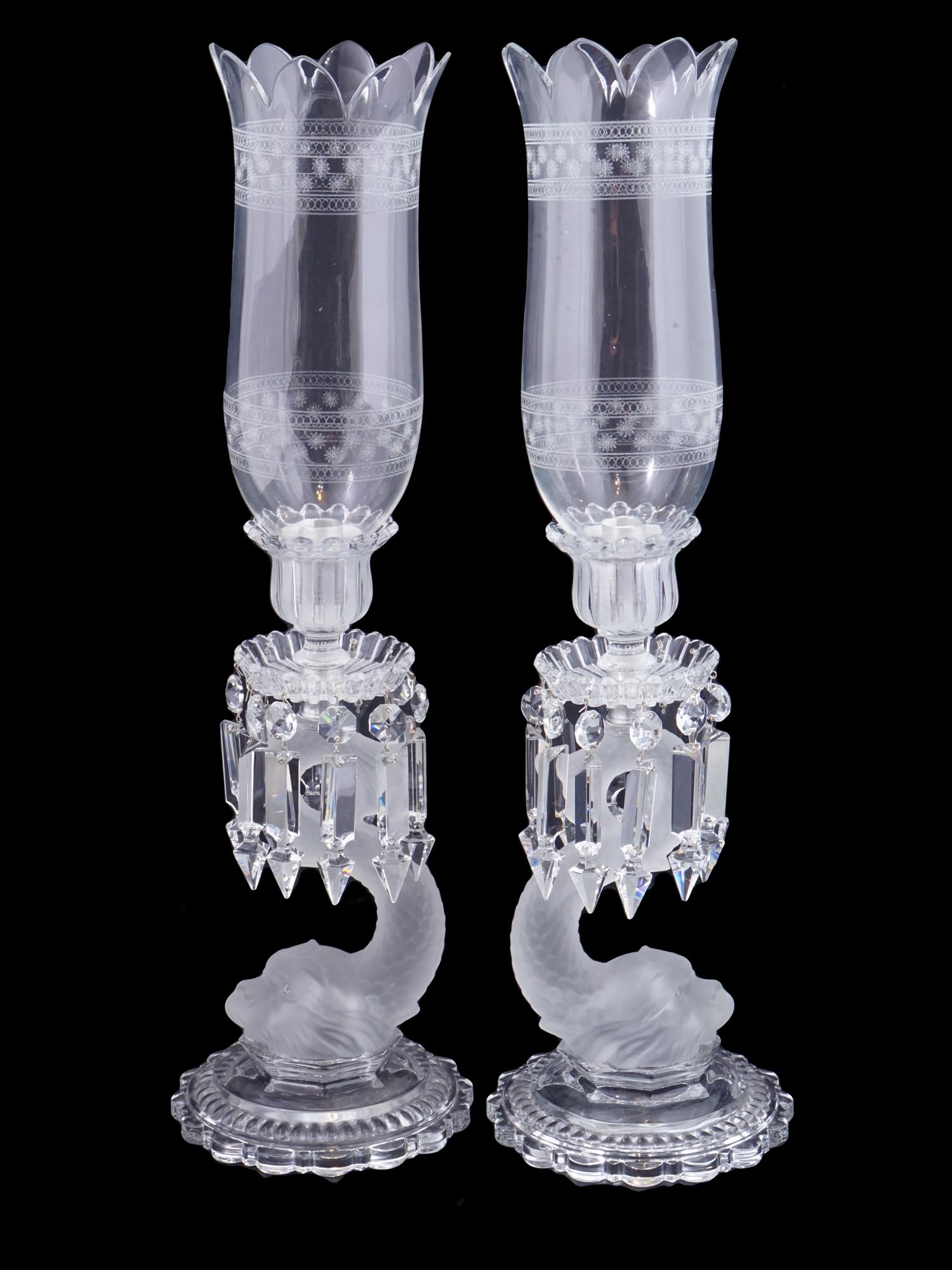 BACCARAT STYLE CRYSTAL ZENITH CANDELABRA W SHADES PIC-3