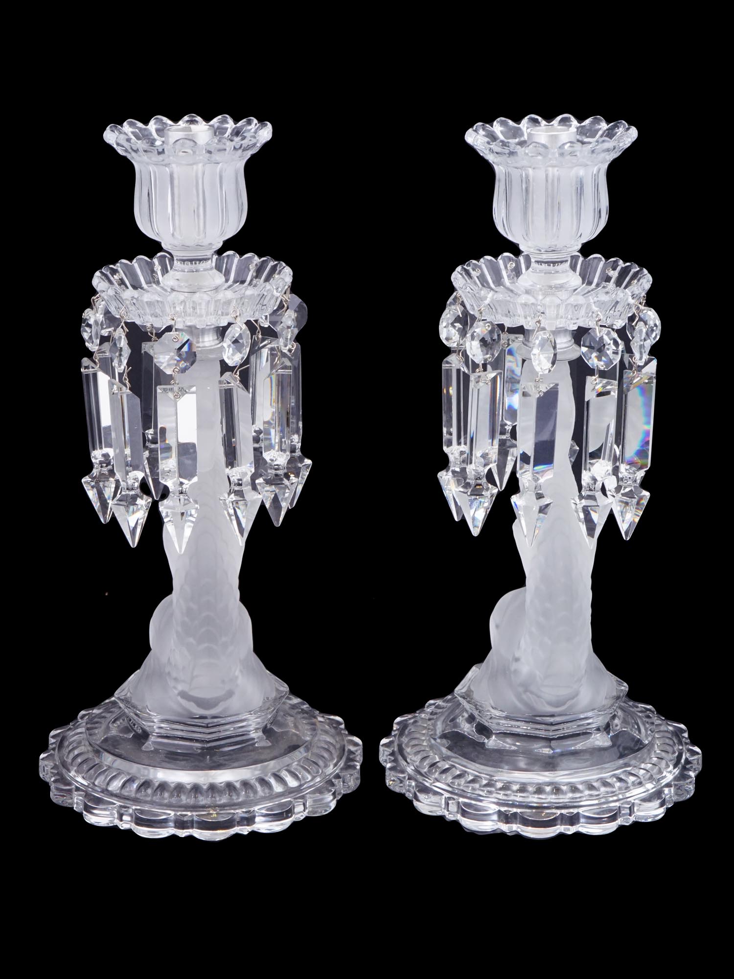 BACCARAT STYLE CRYSTAL ZENITH CANDELABRA W SHADES PIC-5