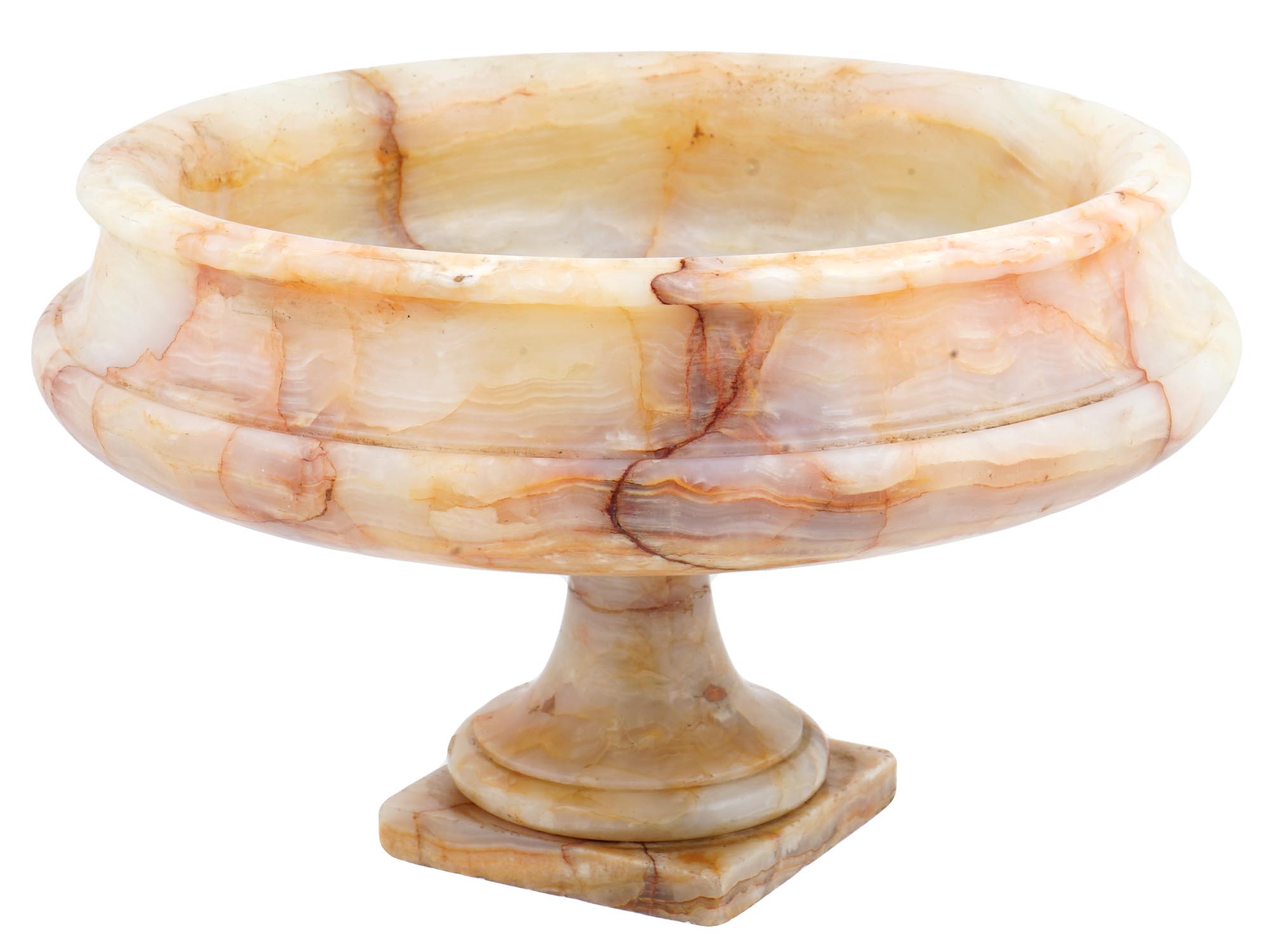 19TH CEN ANTIQUE EUROPEAN ONYX FOOTED FRUIT BOWL PIC-0