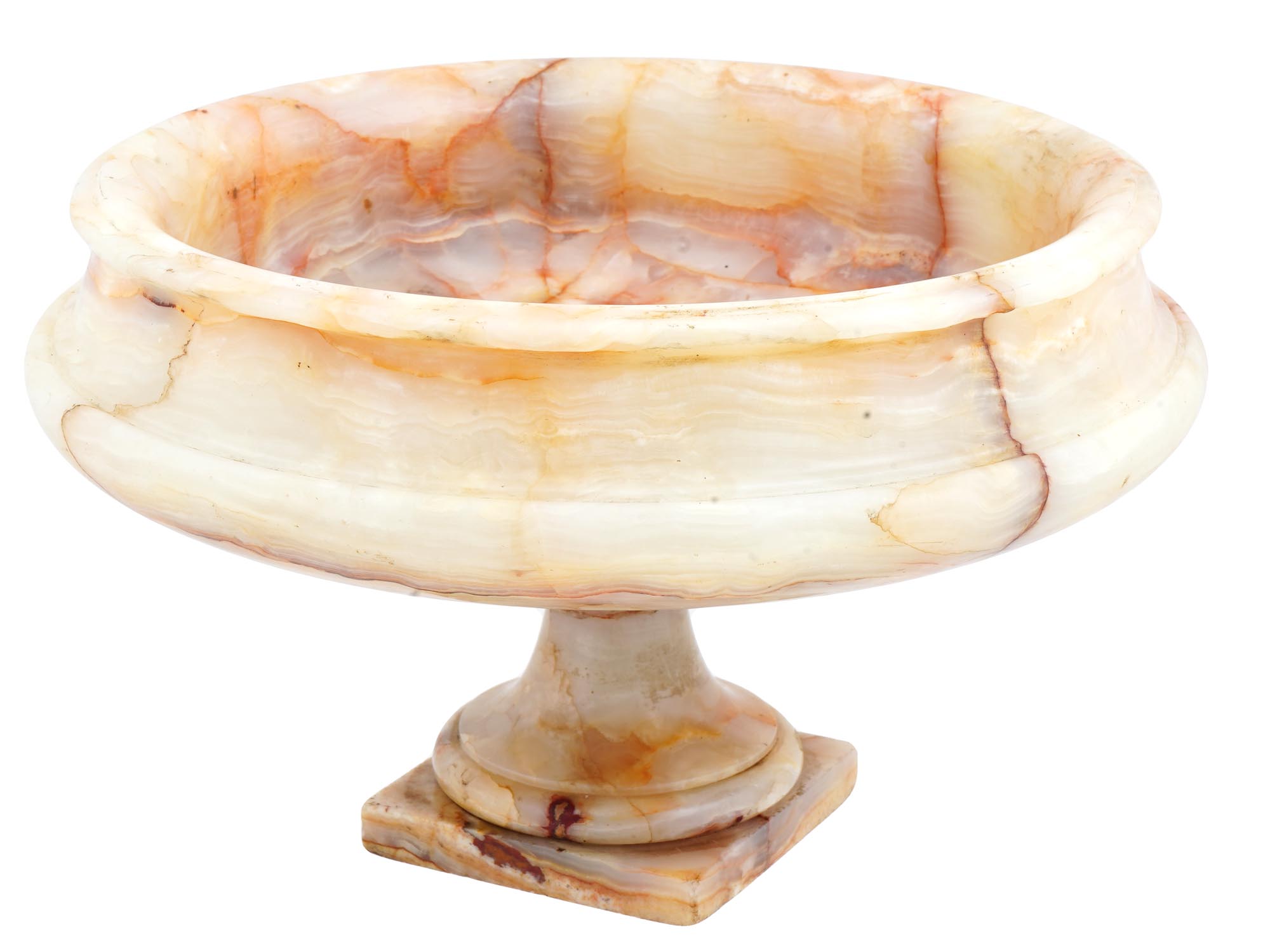 19TH CEN ANTIQUE EUROPEAN ONYX FOOTED FRUIT BOWL PIC-1