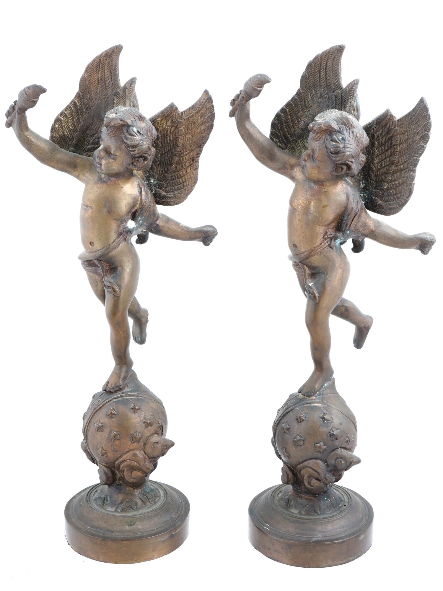 CAST METAL CHERUBS FIGURES AFTER EMILE BRUCHON PIC-0