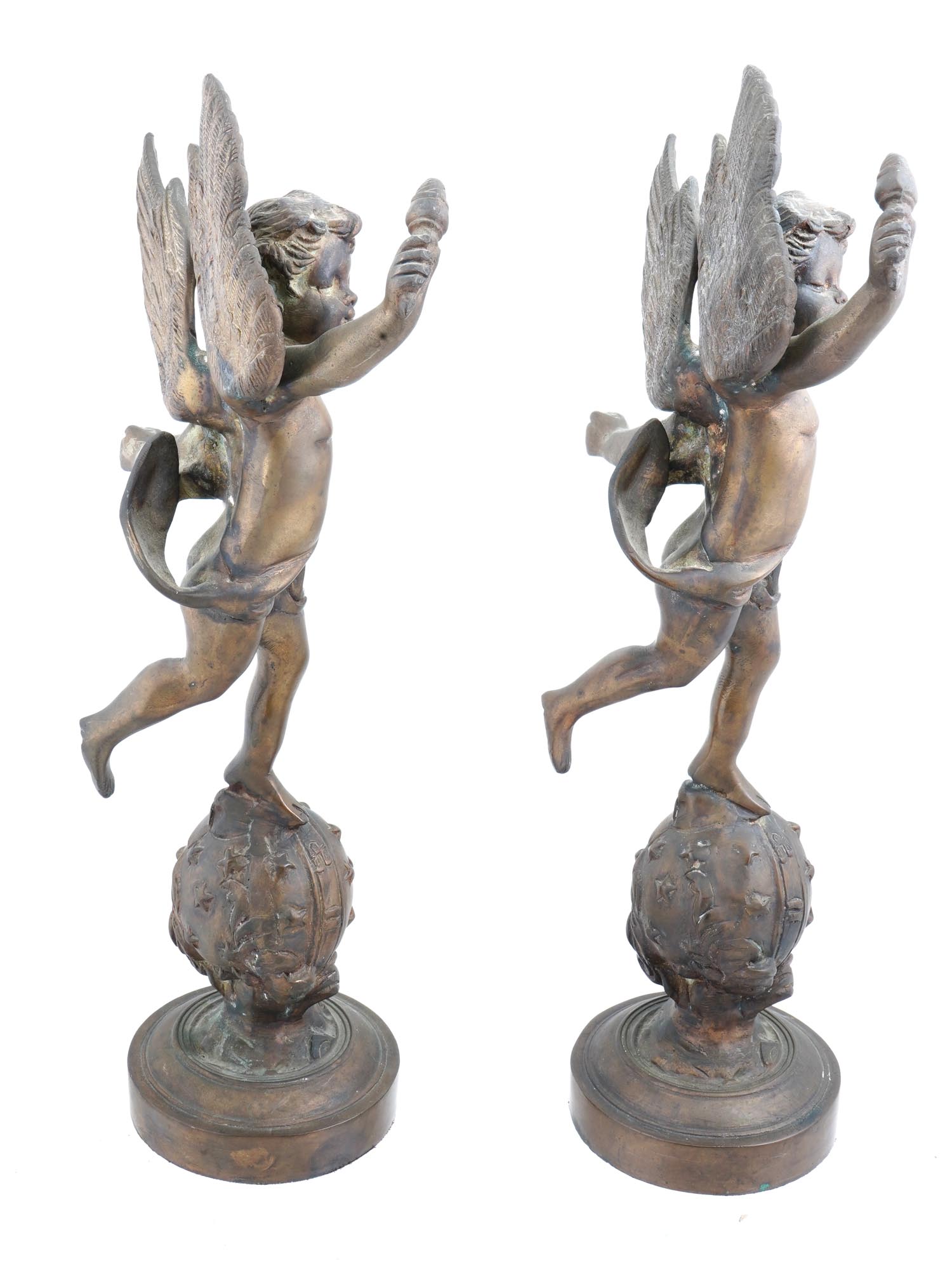 CAST METAL CHERUBS FIGURES AFTER EMILE BRUCHON PIC-4