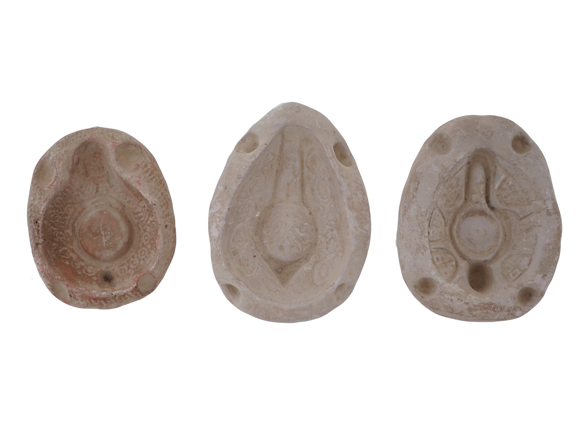 THREE ANCIENT BYZANTINE OIL LAMP HOLDERS PIC-0