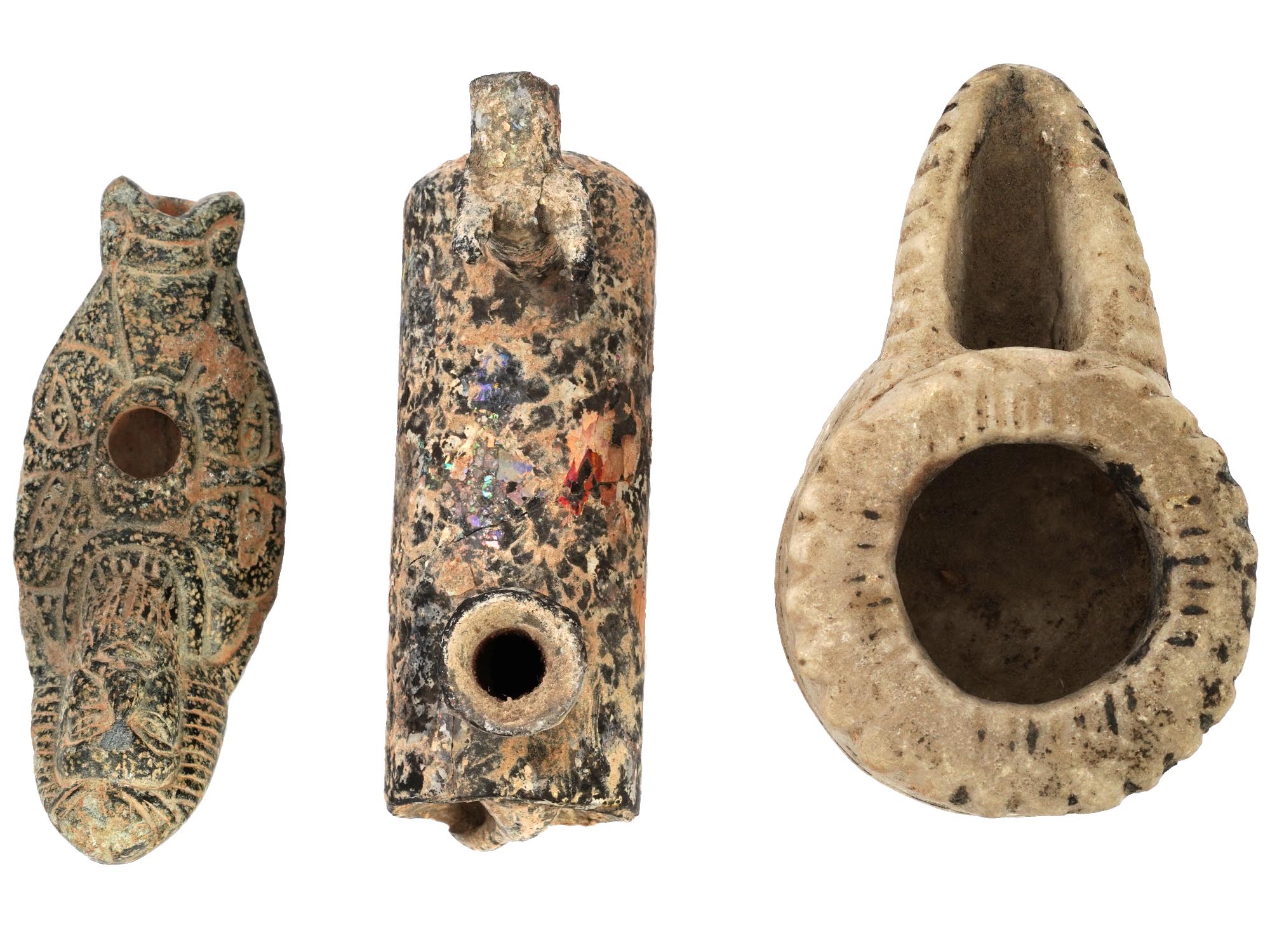 ANCIENT BYZANTINE ARTIFACTS OIL LAMPS AND CONTAINER PIC-5